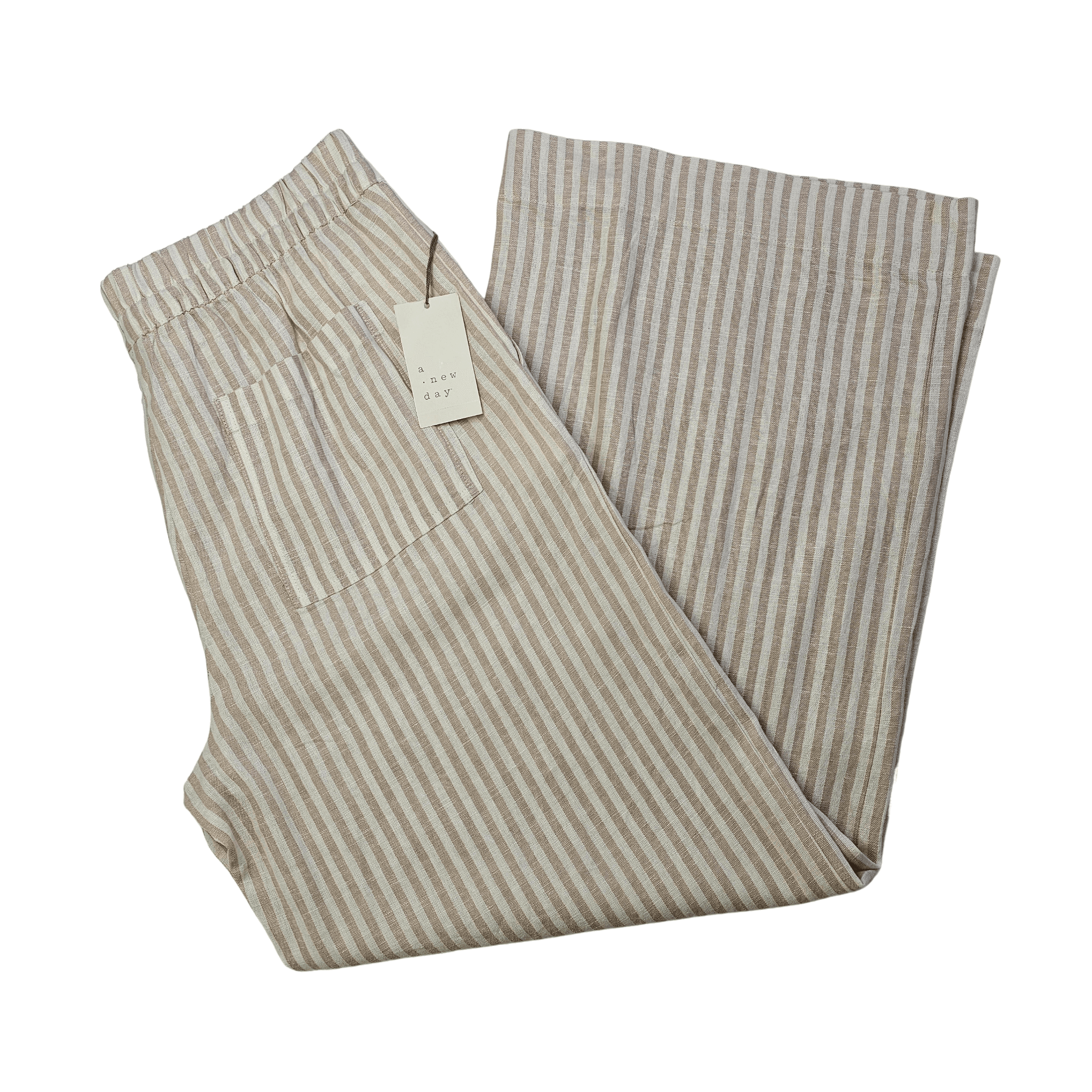 Pantallona Verore Femrash A New Day Ngjyre Bezhe e Hapur me Vija te Bardha Outlet/Summer Pants