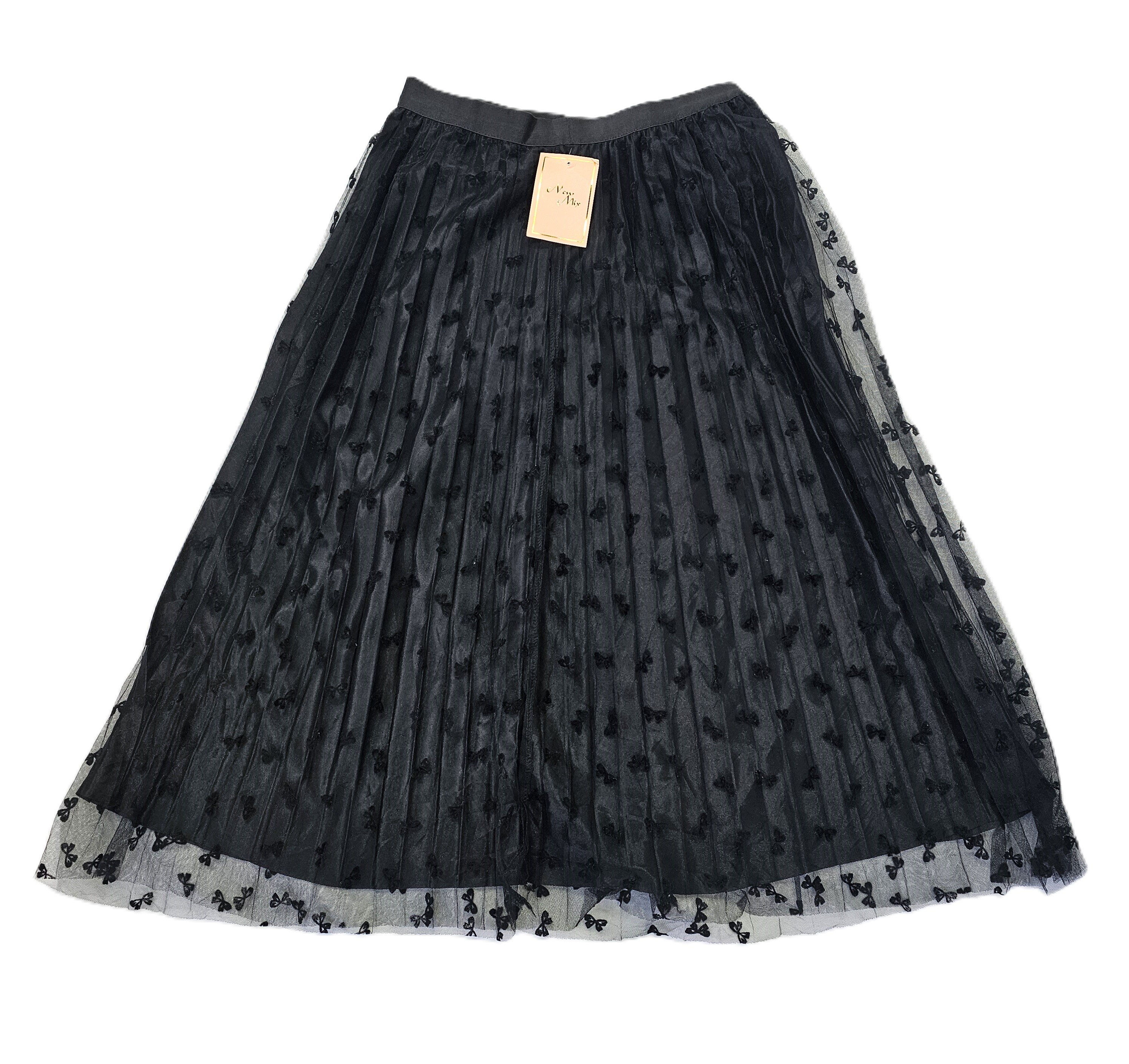 Fund Femrash Ngjyre i Zi me Pala dhe Tyl me Dizajn Fjongo Outlet/Black Skirt
