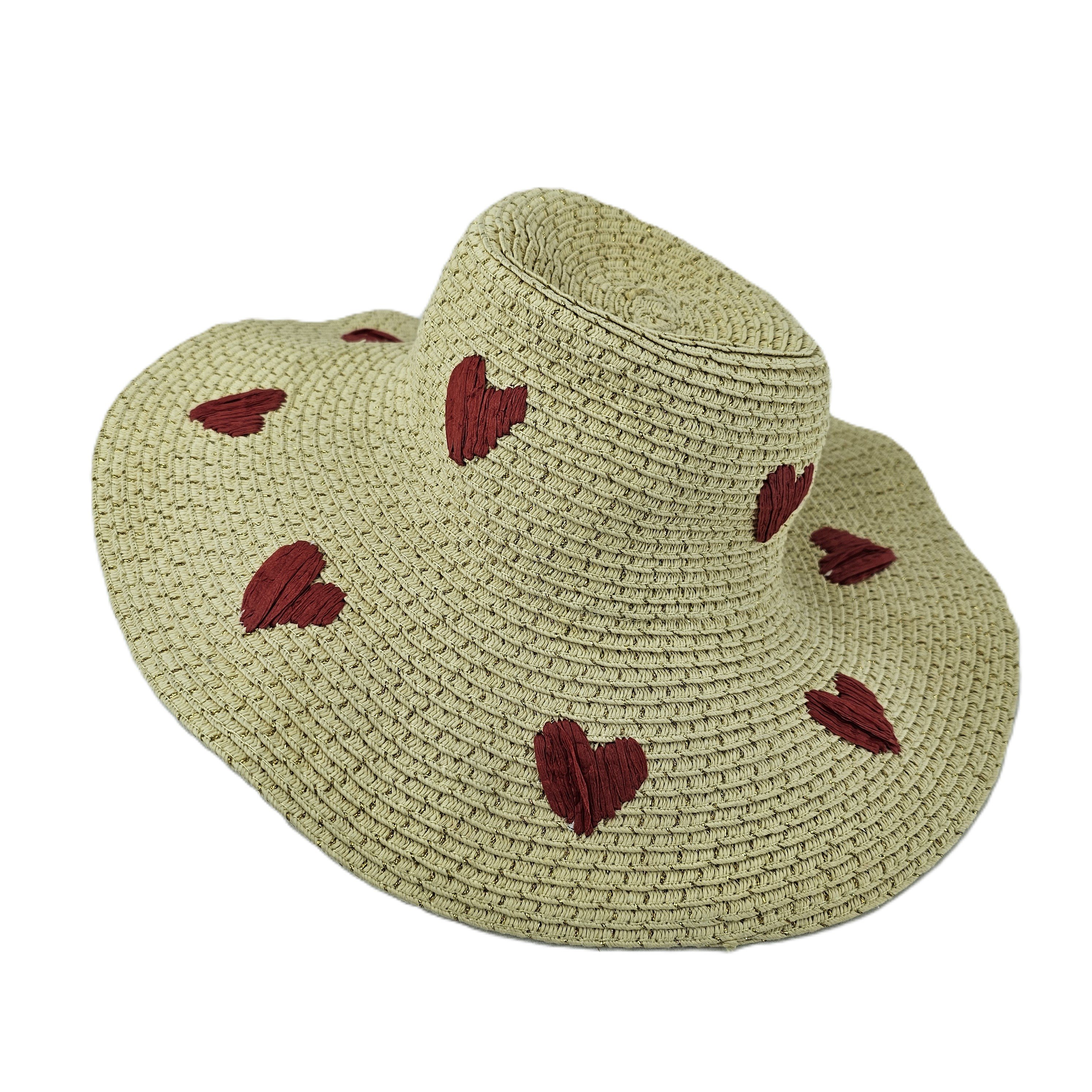 Kapele Plazhi Femrash Primark Kashte me Zemra te Kuqe S.Hand/Beach Hat