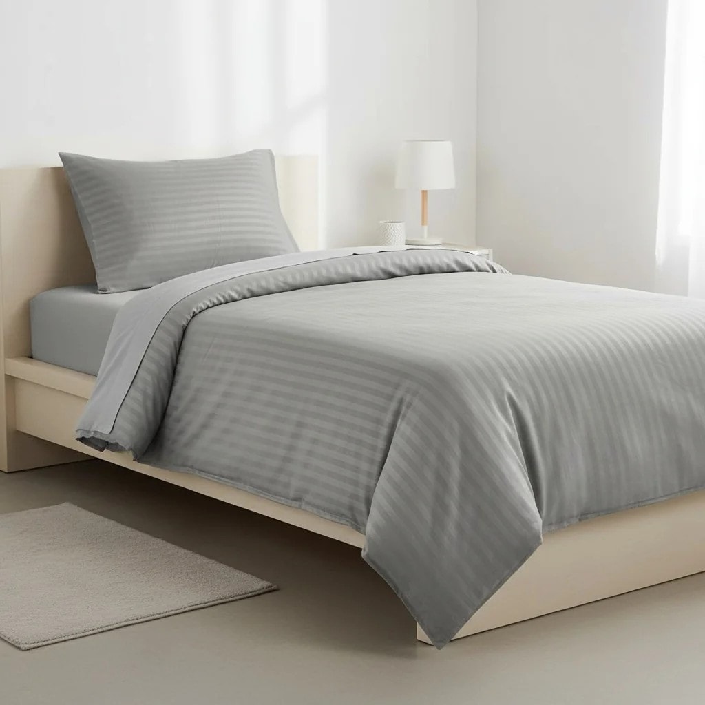 Set Zarf Jorgani Ngjyre Gri me Vija Tek 100x200cm Outlet Duvet Cover Set