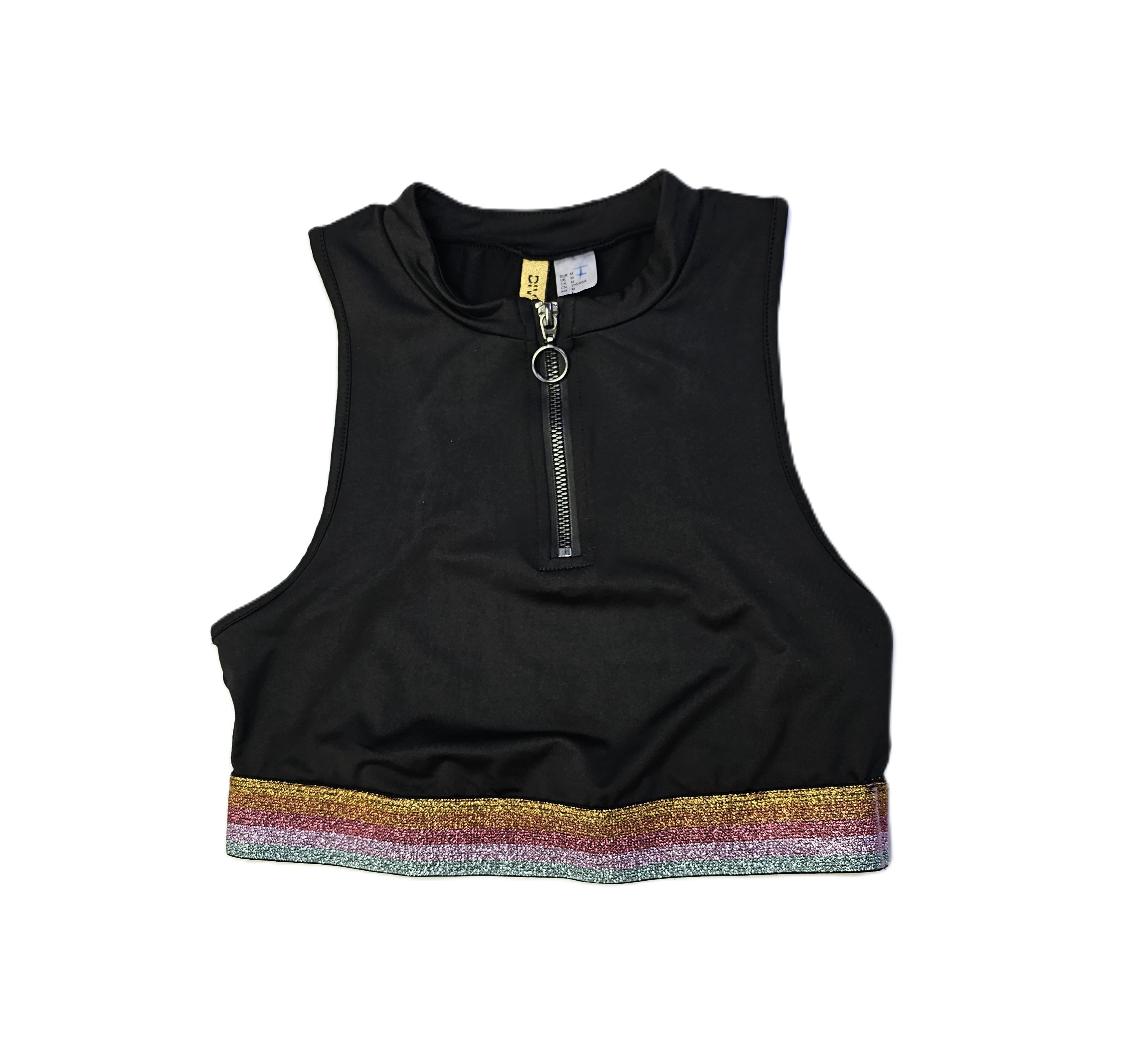Fitnes Sportiv Crop Top ngjyre i Zi me Xixa S.Hand/Fitness