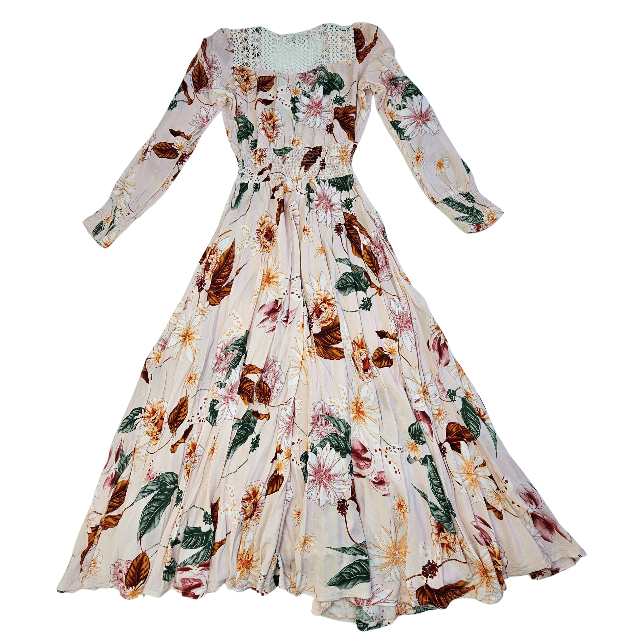 Fustan Femrash Ngjyre Roze e Lehte me Dizajn Lulesh S.Hand/Dress