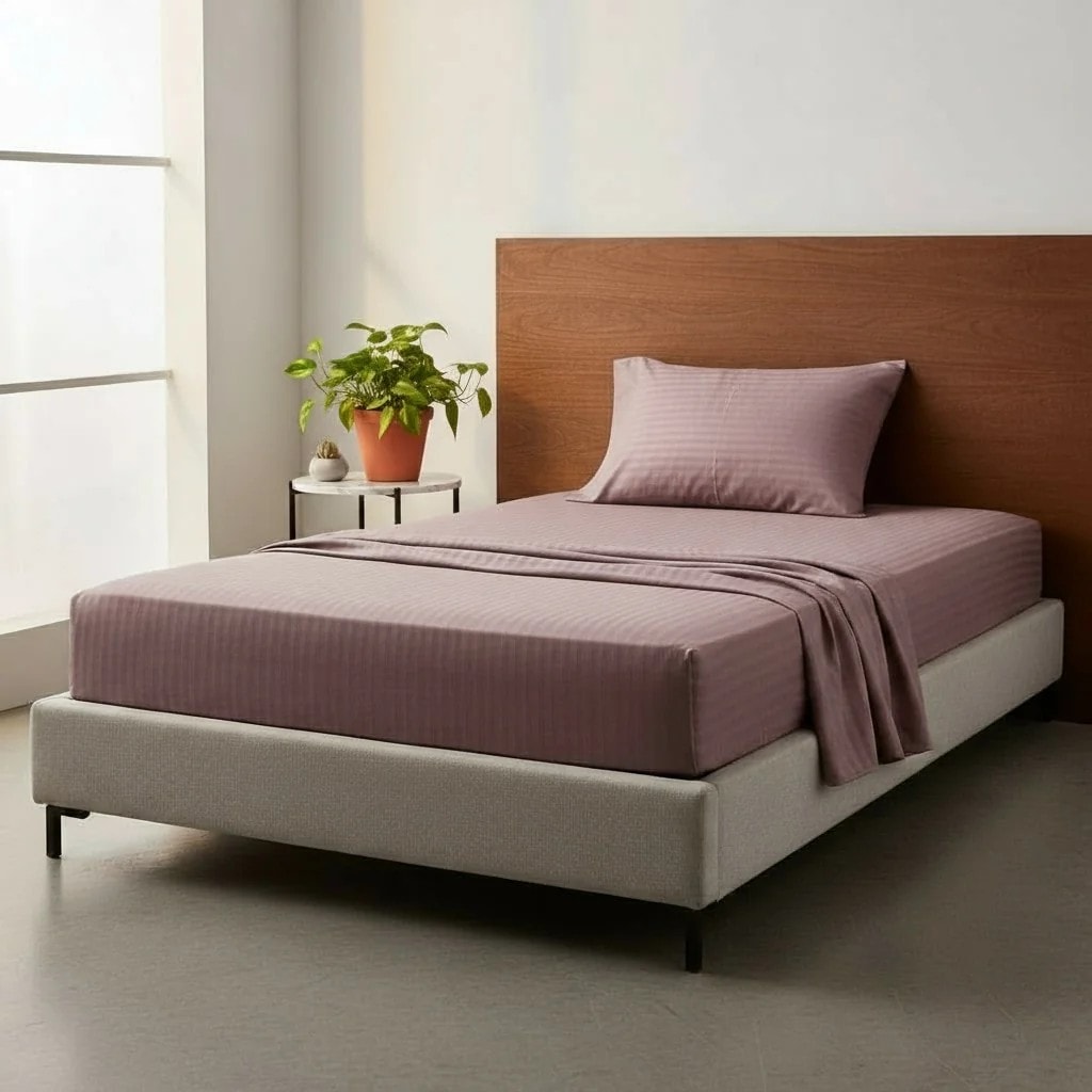 Set Carcafi Ngjyre Uthull me Vija Tek 100x200cm Outlet Single Sheet Set