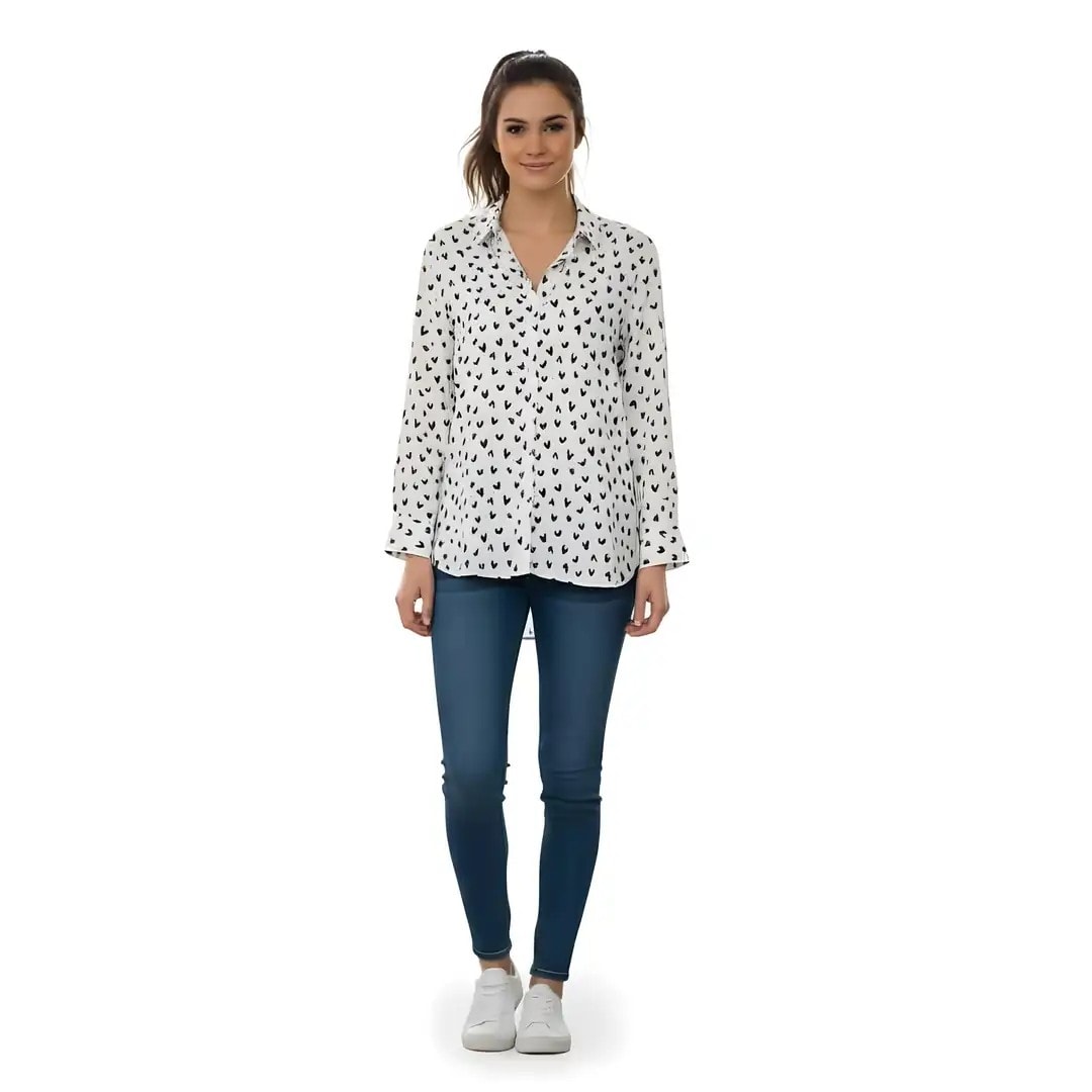 Kemishe Femrash Zara Ngjyre Qumesht me Zemra te Vogla Outlet Women Shirt