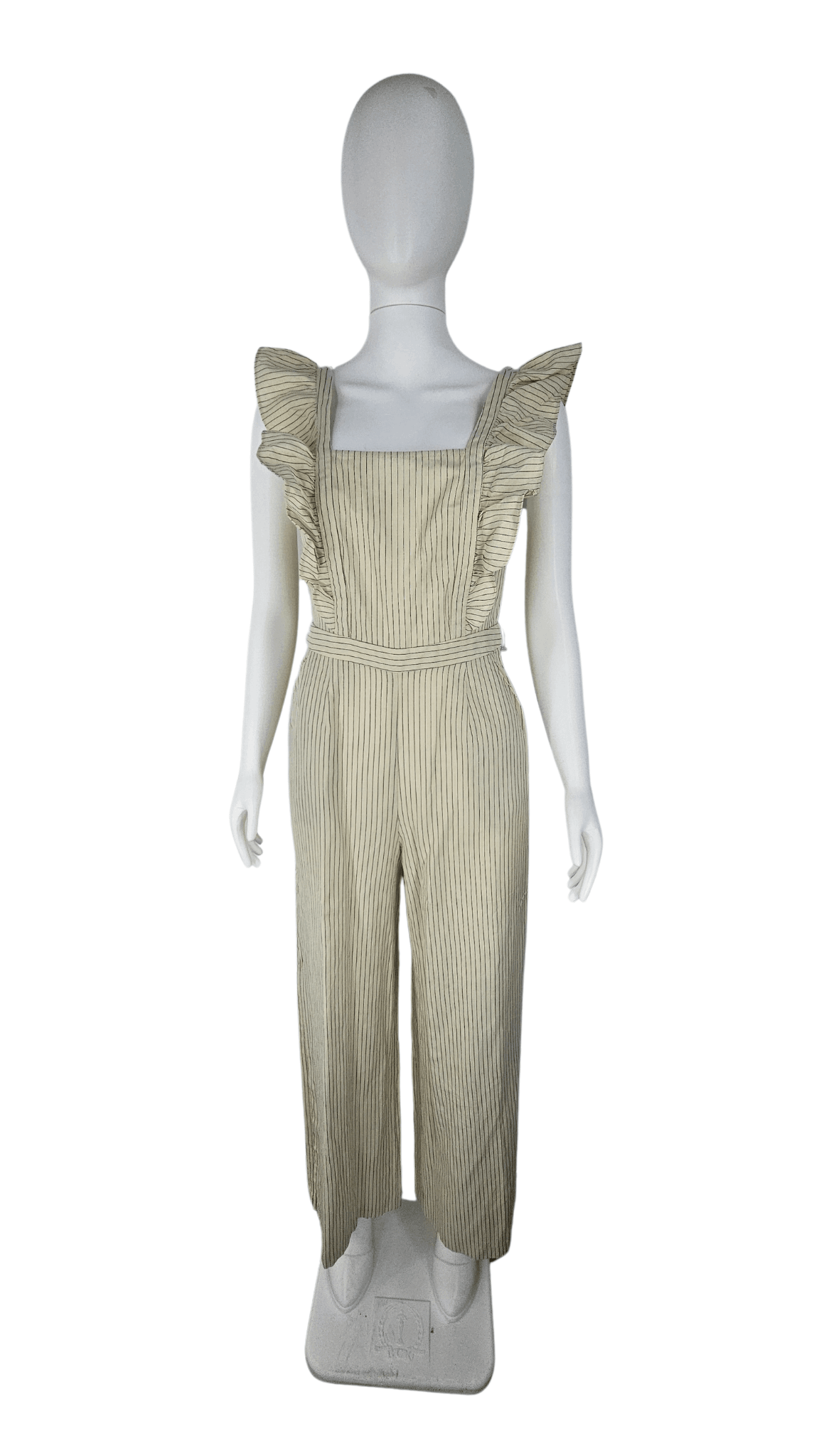 Paliceta Femrash Ngjyre Bezhe e Hapur me Vija te Zeza S.Hand/Jumpsuit