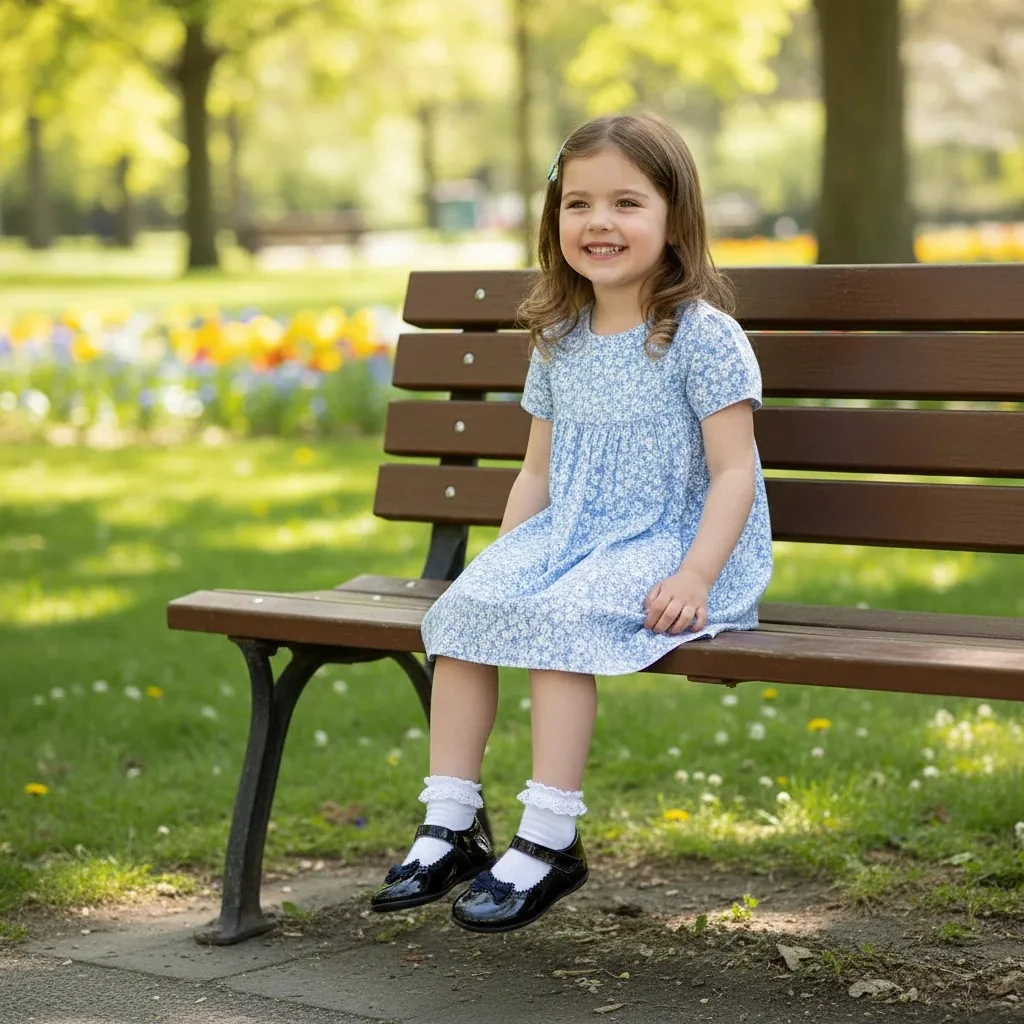 Sandale Femijesh Ngjyre Blu te Erreta me Detaj Fjonge dhe Gura S.Hand Children's Shoes