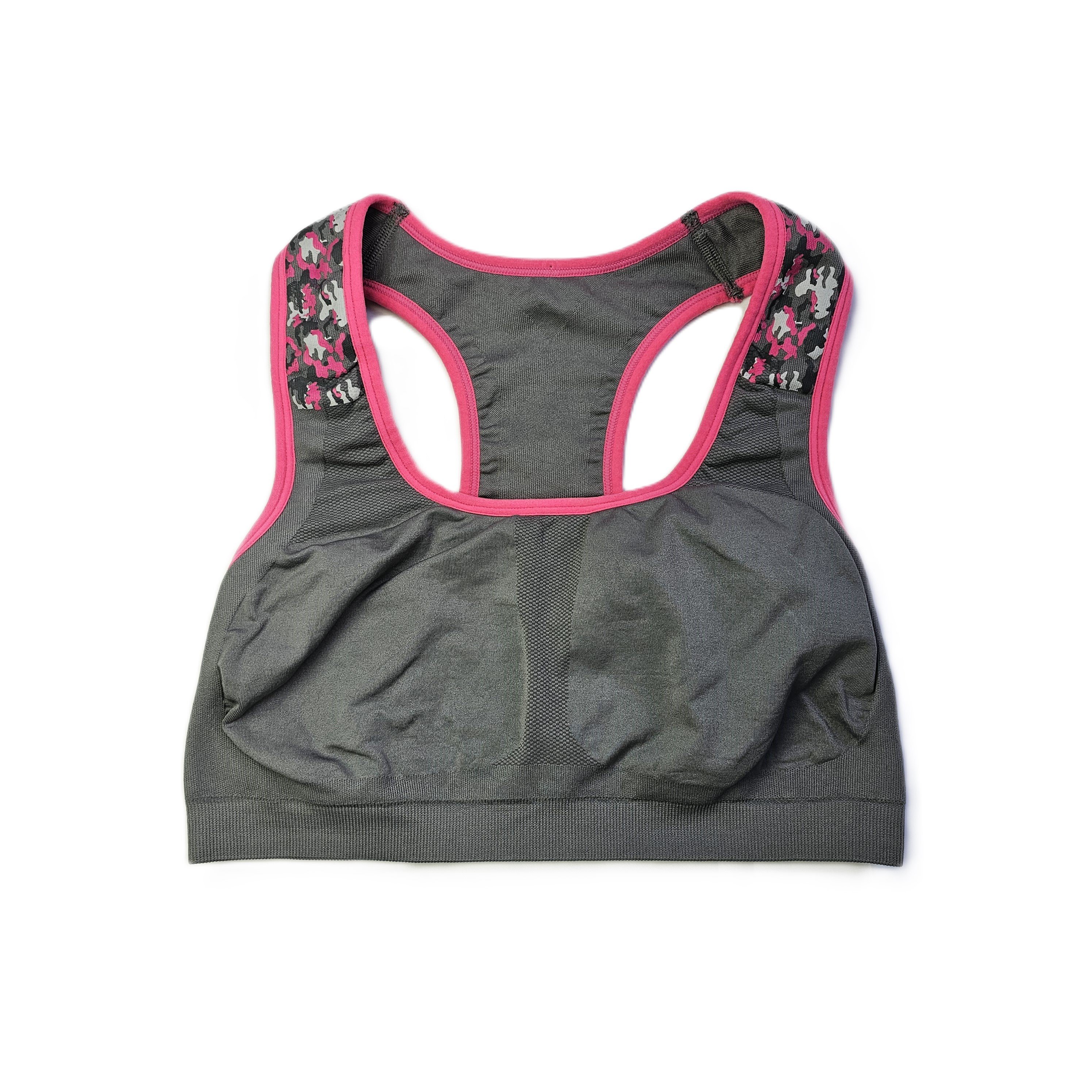 Fitnes Sportiv Crop Top Ngjyre Gri me Roze s.Hand/Fitness