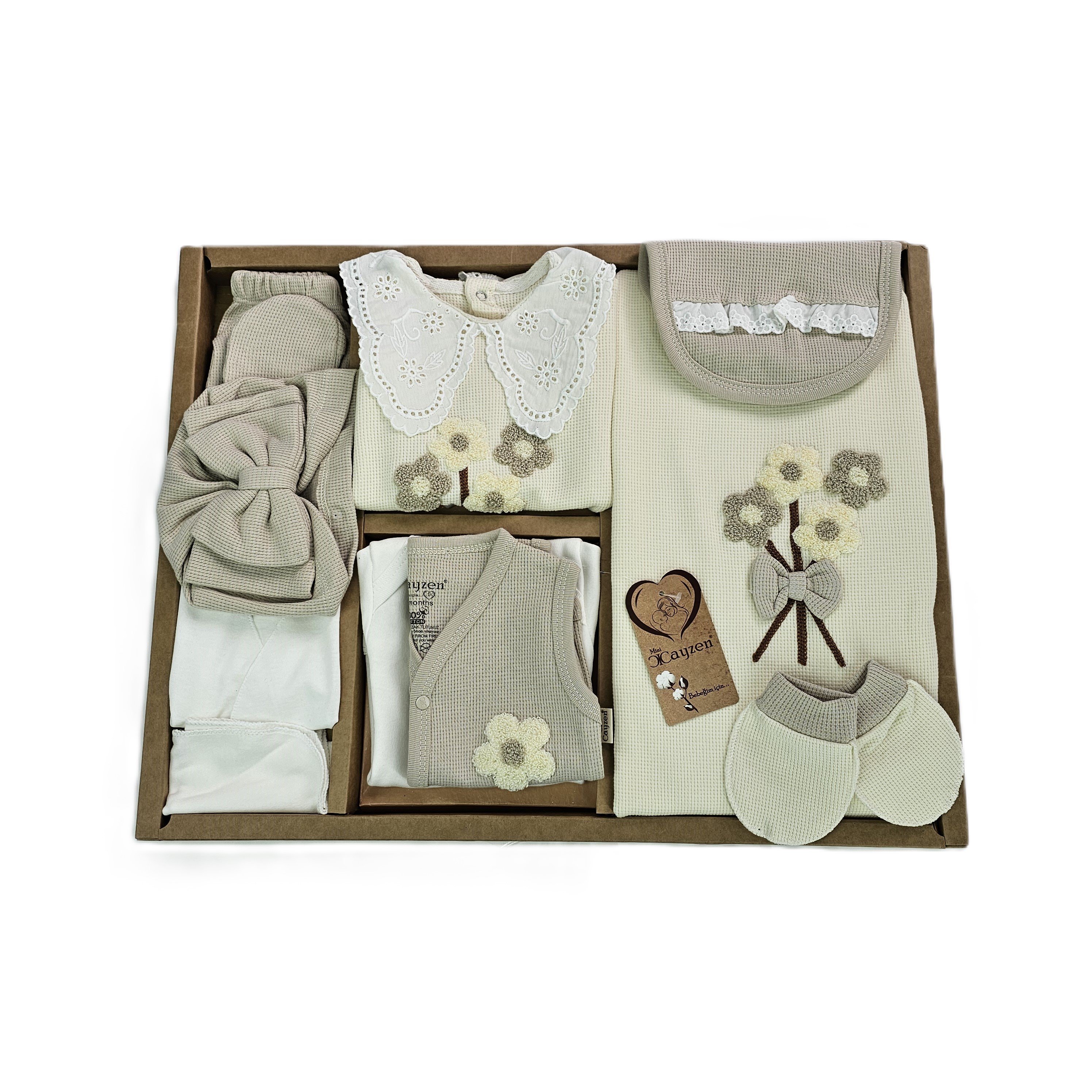 Set Bebesh Mini Cayzen 3013 Bezhe 10 Pjese /New Born Baby Set
