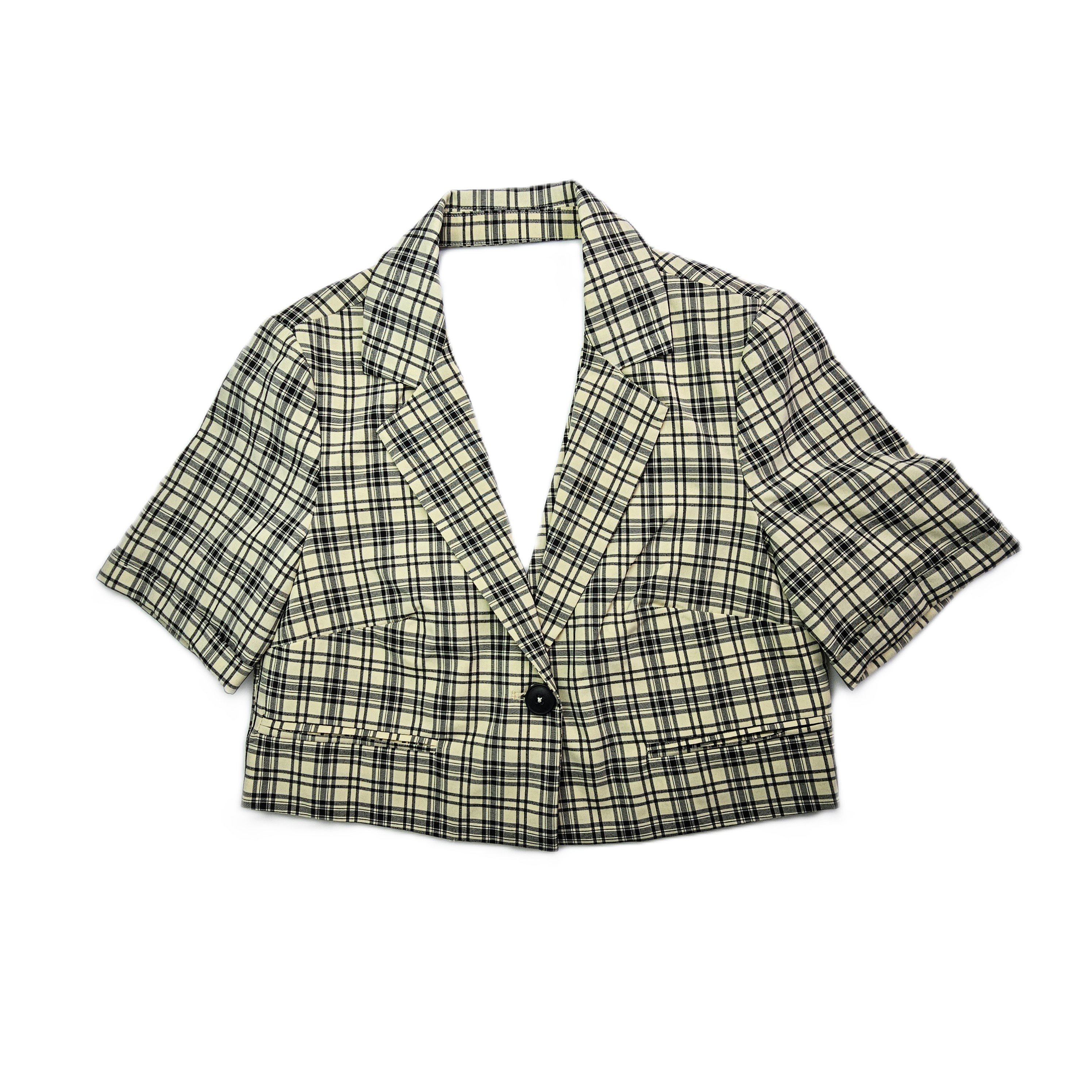 Xhakete Klasike Femrash Ngjyre Bezhe me Kuadrate Outlet/Classic Jacket