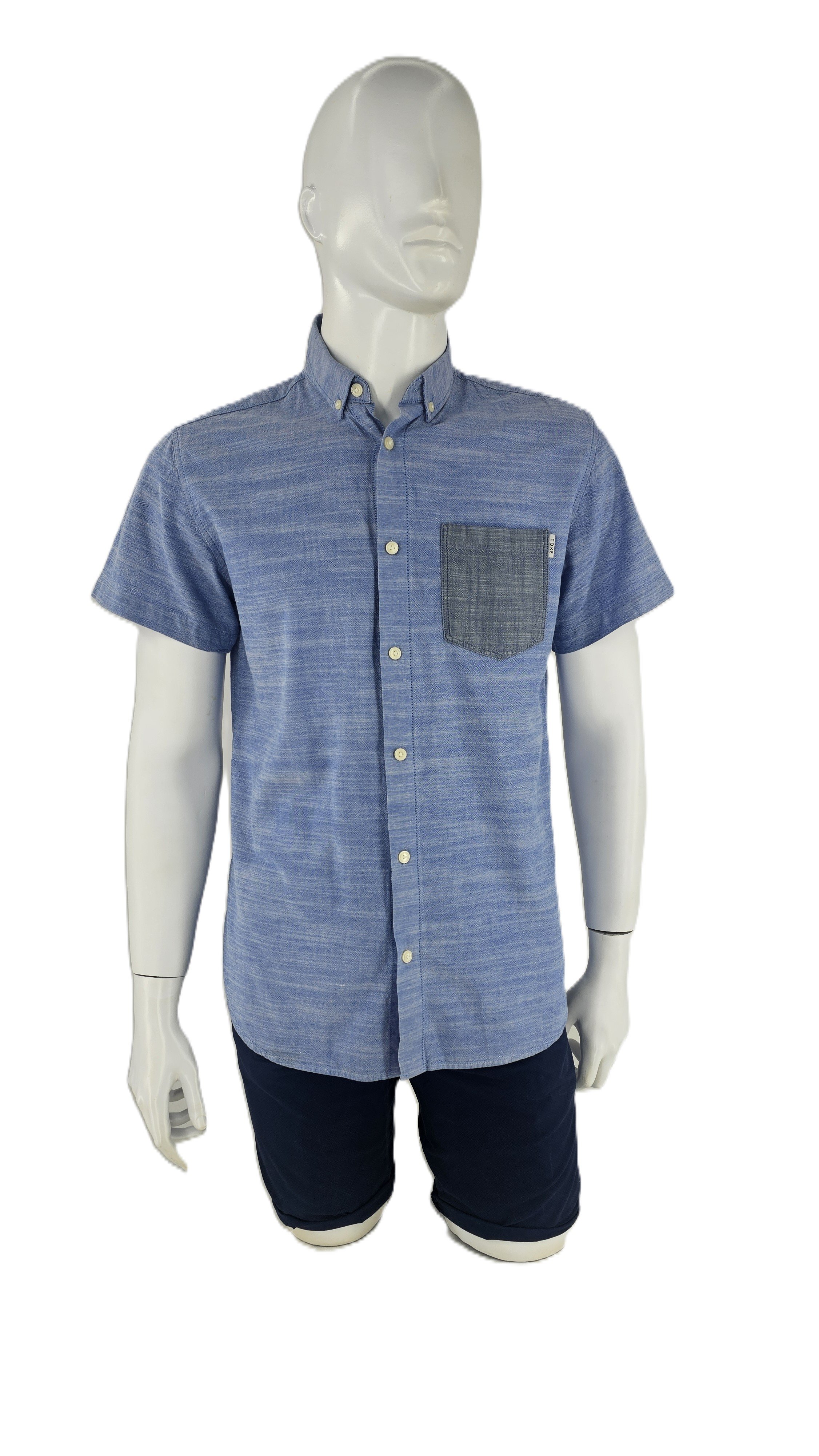 Kemishe Meshkujsh Jack&Jones Core Ngjyre Blu me Detaj Gri Tek Xhepi dhe Jaka S.Hand