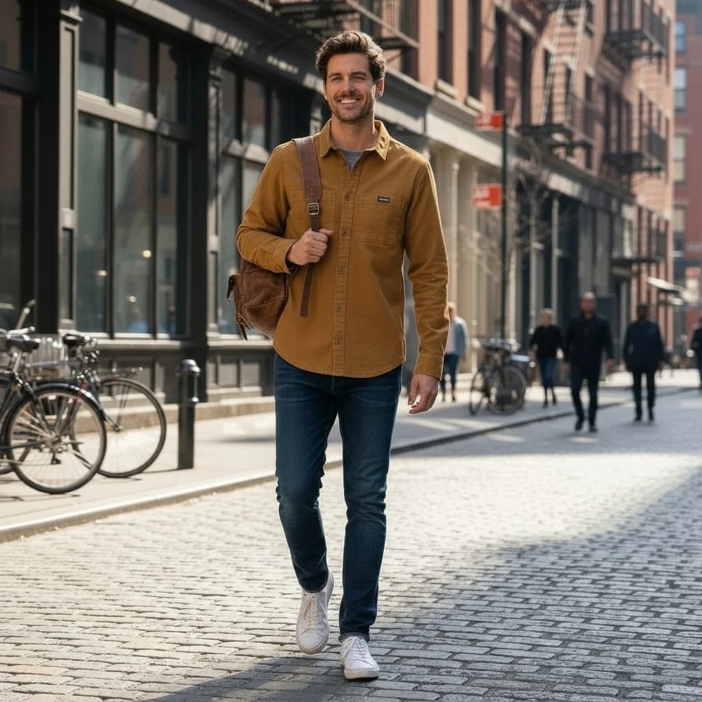 Kemishe Xhins Meshkujsh H&M Ngjyre Mustarde S.Hand Shirt