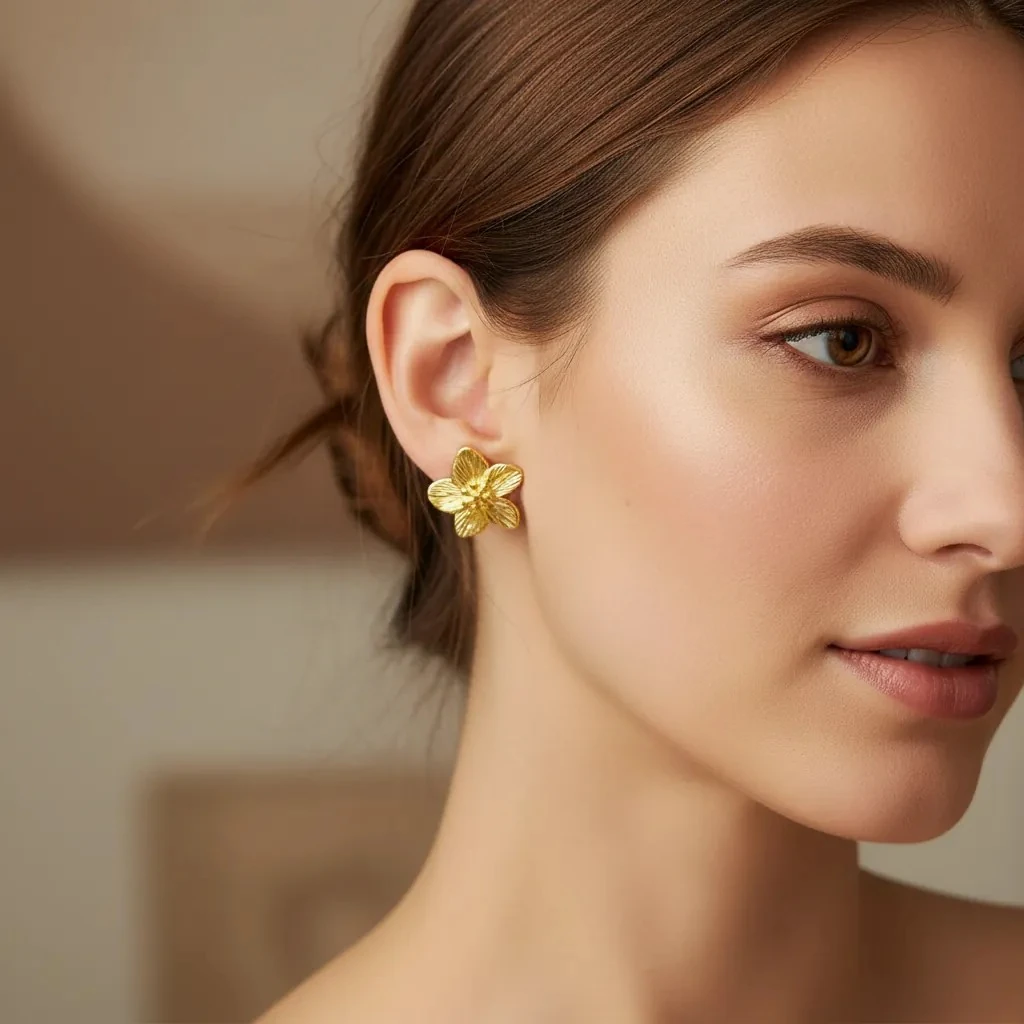 Vathe Femrash Çeliku M30 Stainless Steel Ngjyre Gold Women Earrings