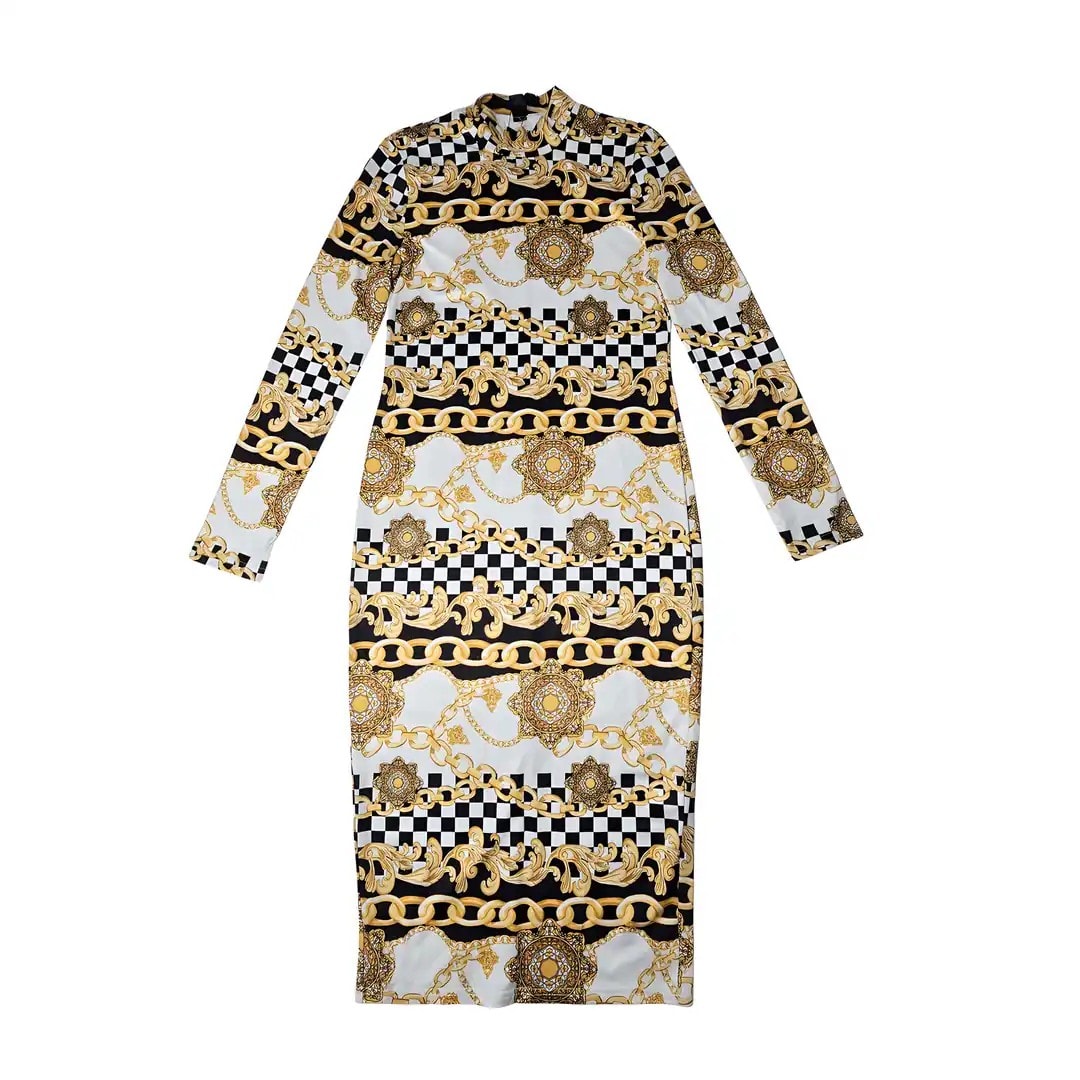 Fustan Femrash Shien Dizajn Abstrakt Outlet Womens Dress