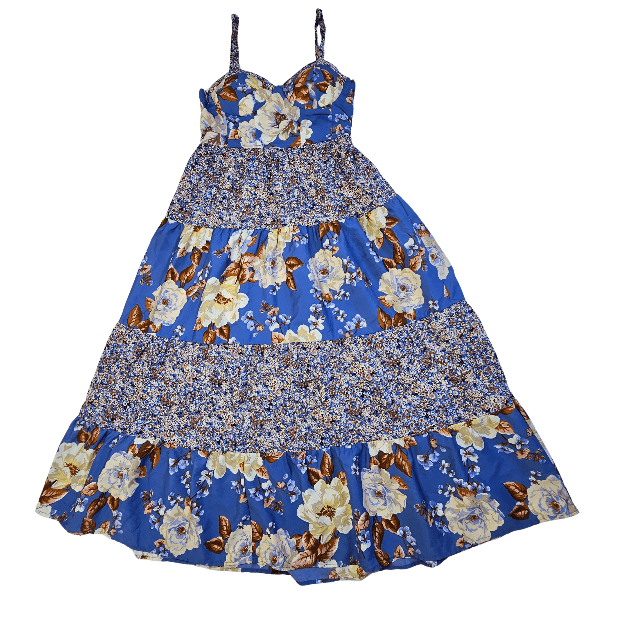 Fustan femrash Ngjyre Blu me Dizajn Kaf dhe Bezhe S.Hand/Dress