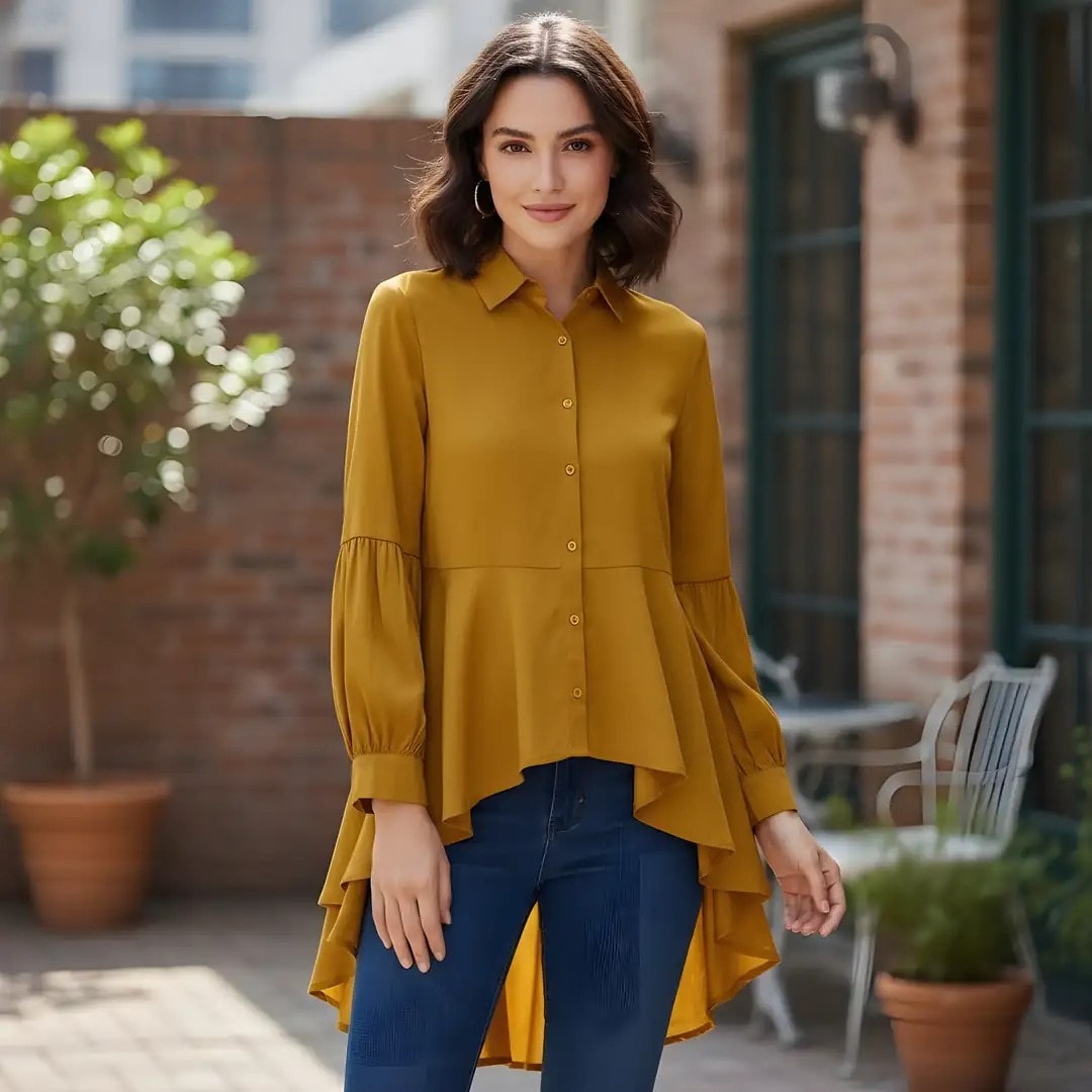 Kemishe Femrash Ngjyre Mustarde Outlet Womens Shirt