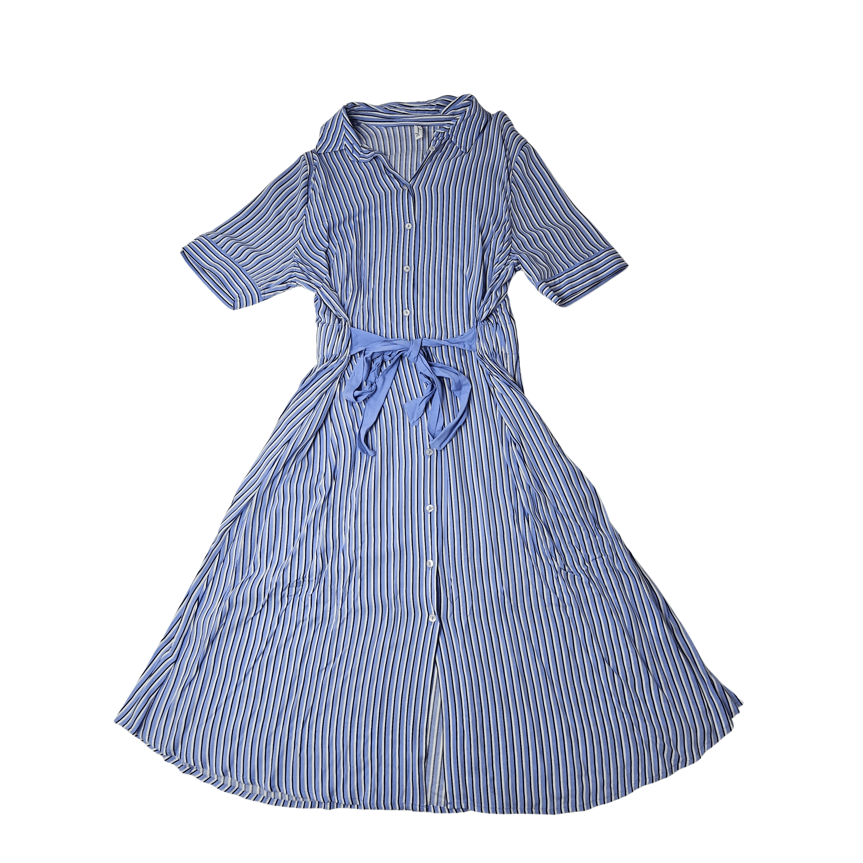 Fustan Femrash Ngjyre Blu me Vija te Zeza e te Bardha S.Hand Womens Dress