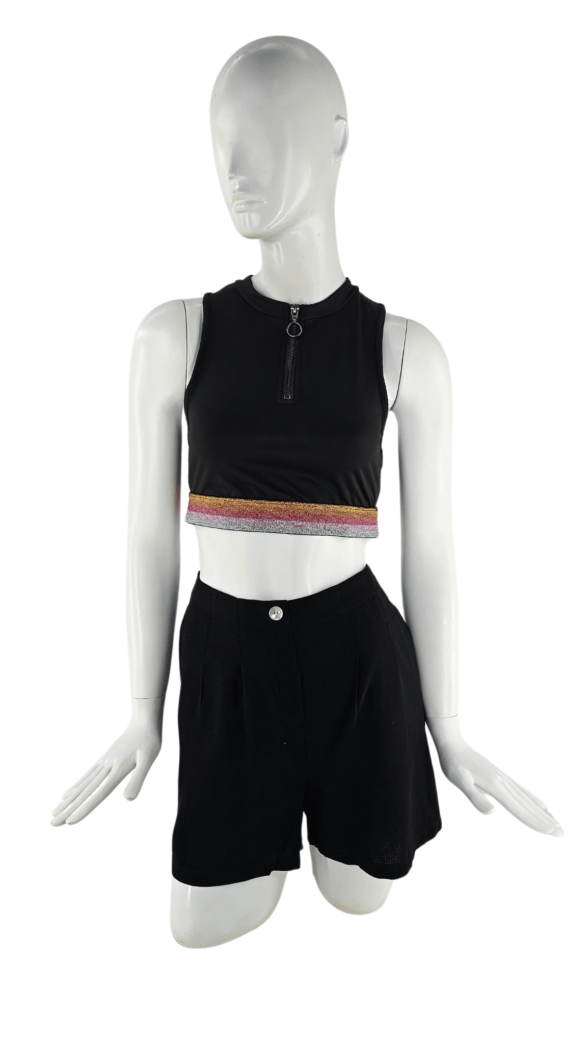 Fitnes Sportiv Crop Top ngjyre i Zi me Xixa S.Hand/Fitness