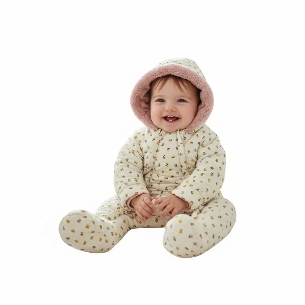 Paliceta Femijesh Dimerore Ngjyre Qumesht me Lule S.Hand Childrens Snowsuit