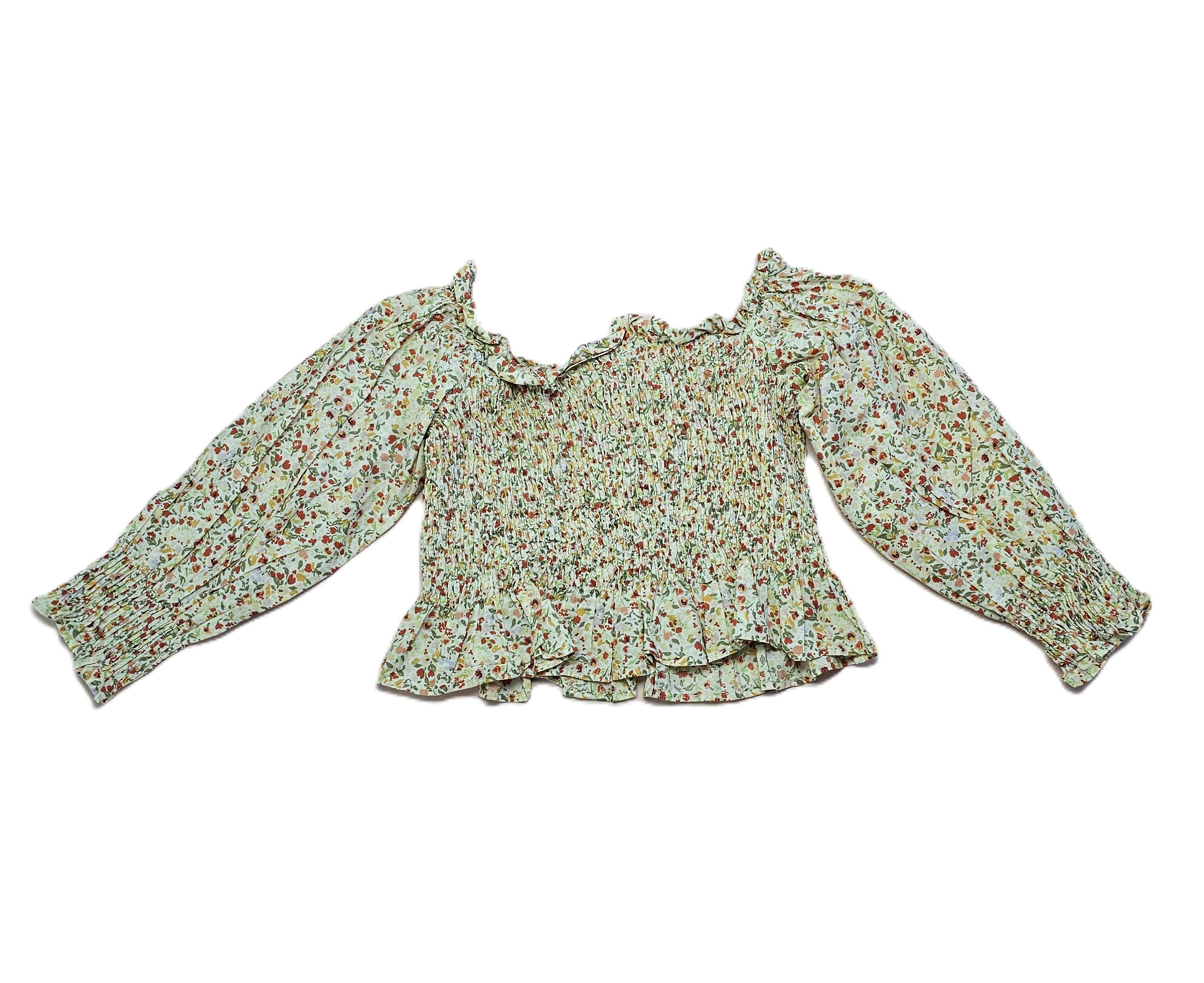 Bluze Femrash Zara Crop Top Dizajn Lule me Kopsa Para dhe Krahe te Fryre Outlet