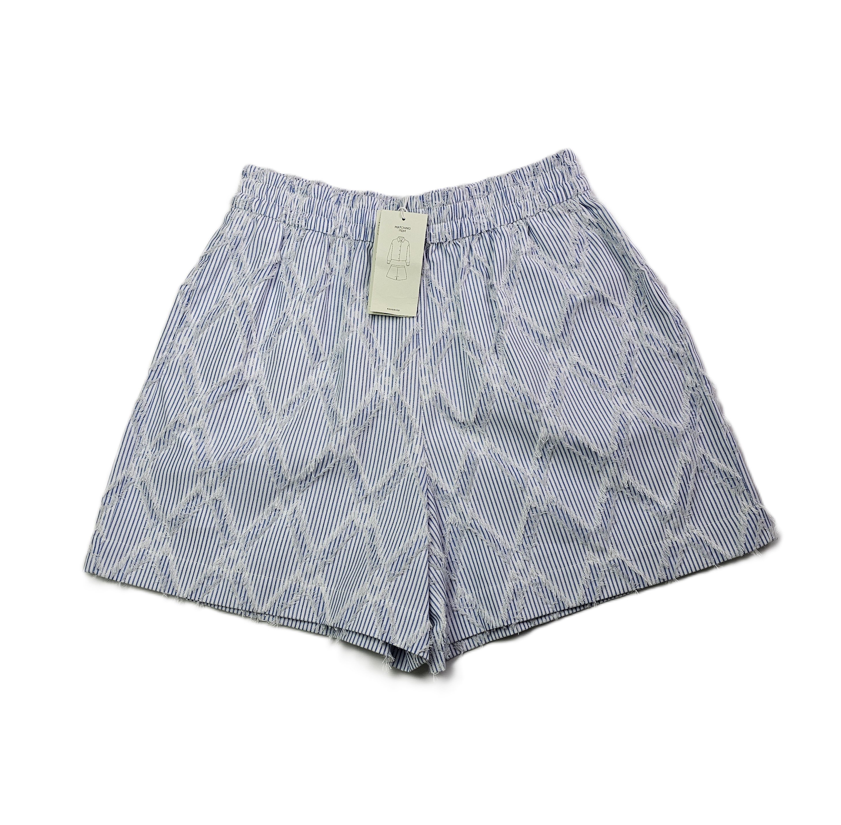 Pantallona te Shkurta Femrash Reserved Ngjyre Babyblue me Fije te Bardha Outlet/Shorts 