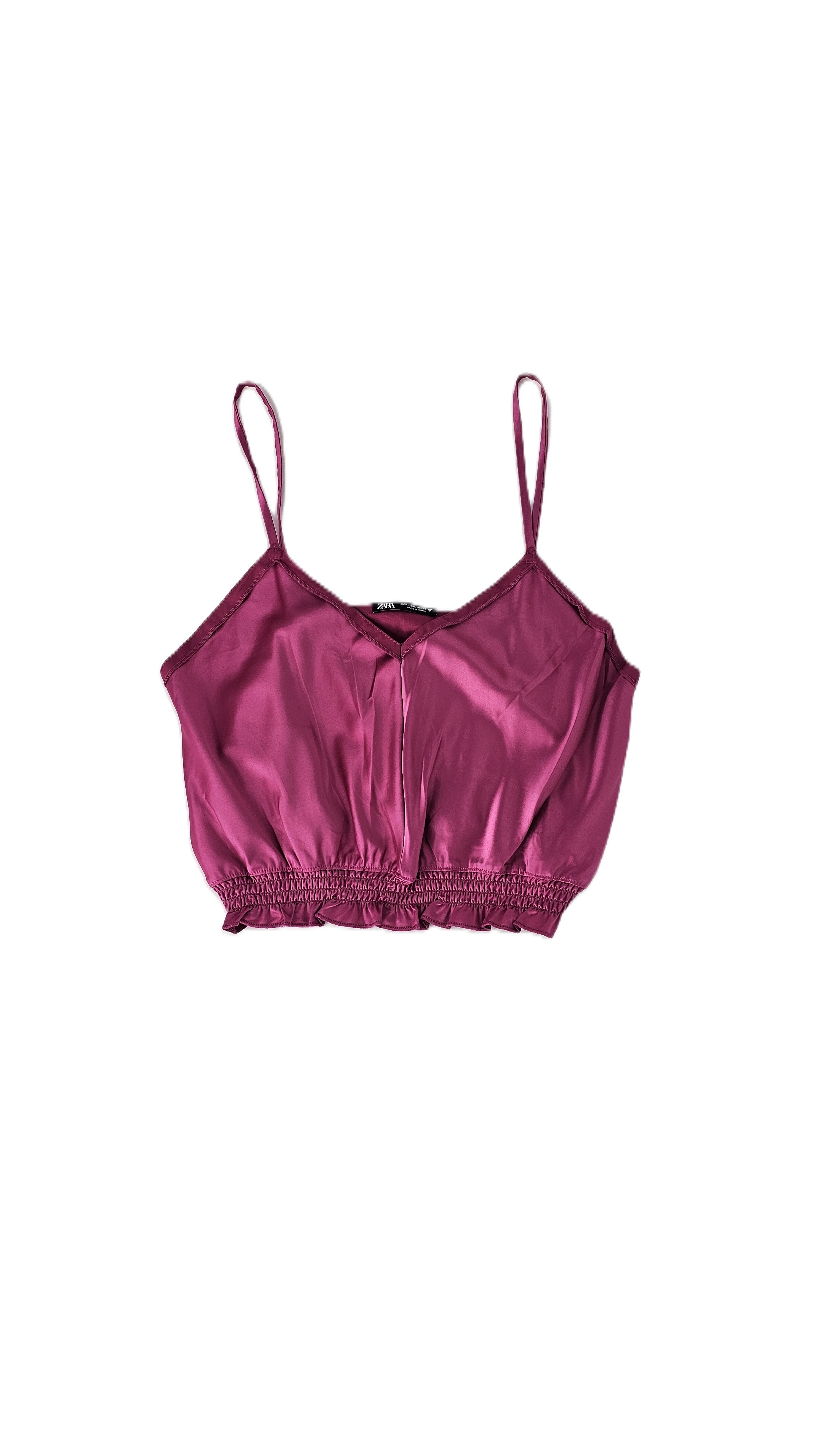 Kanatjere Crop Top Zara Roze Saten S.Hand