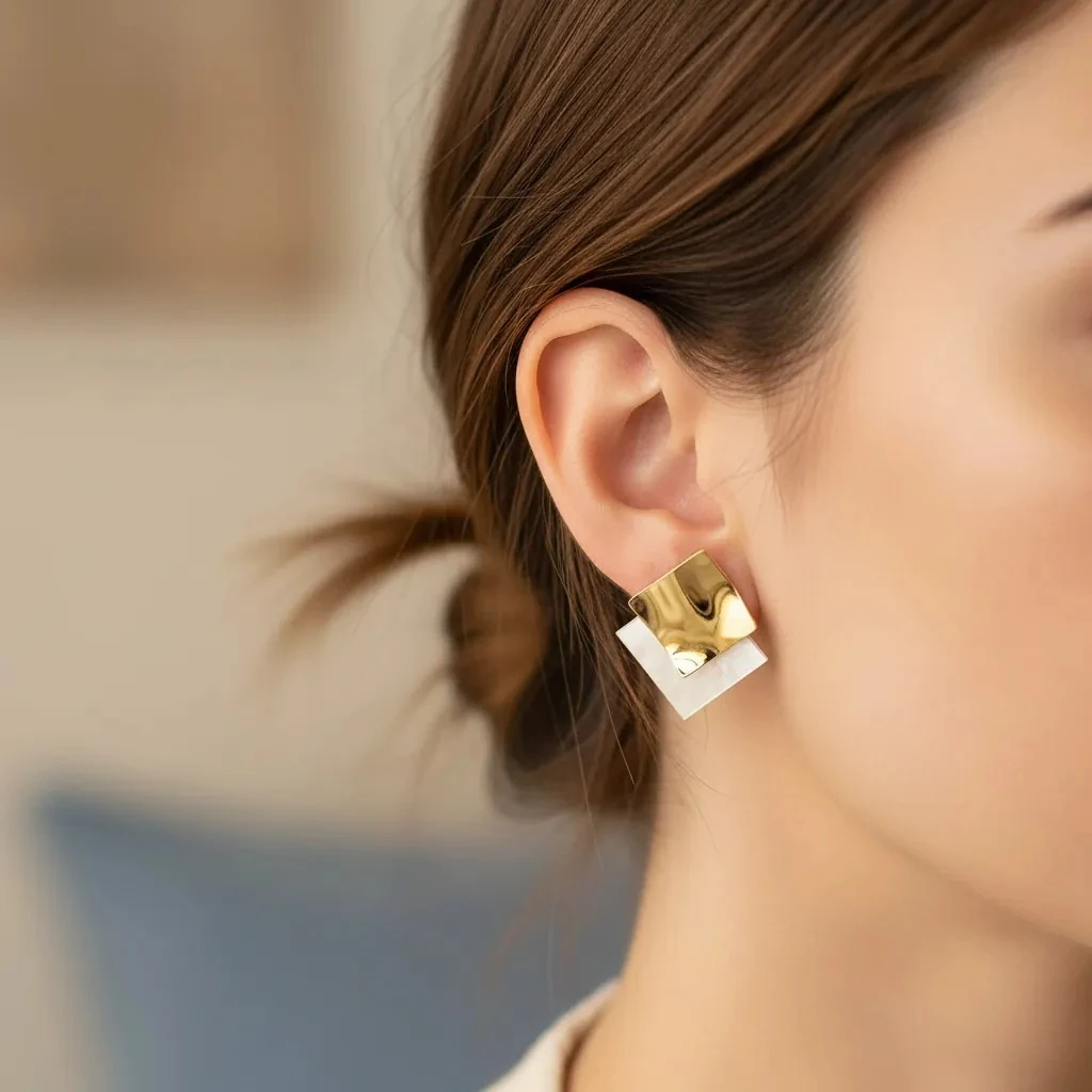 Vathe Femrash Çeliku M20 Stainless Steel Ngjyre Gold Women Earrings