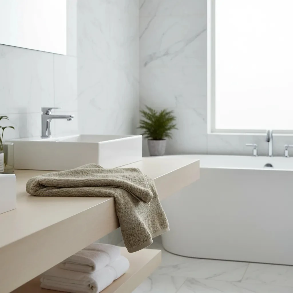 Peshqir Banje Trupi Kafe Dizajn Me Fashe 1 Cope 70x140 cm 425 gr Bath-Body Towel