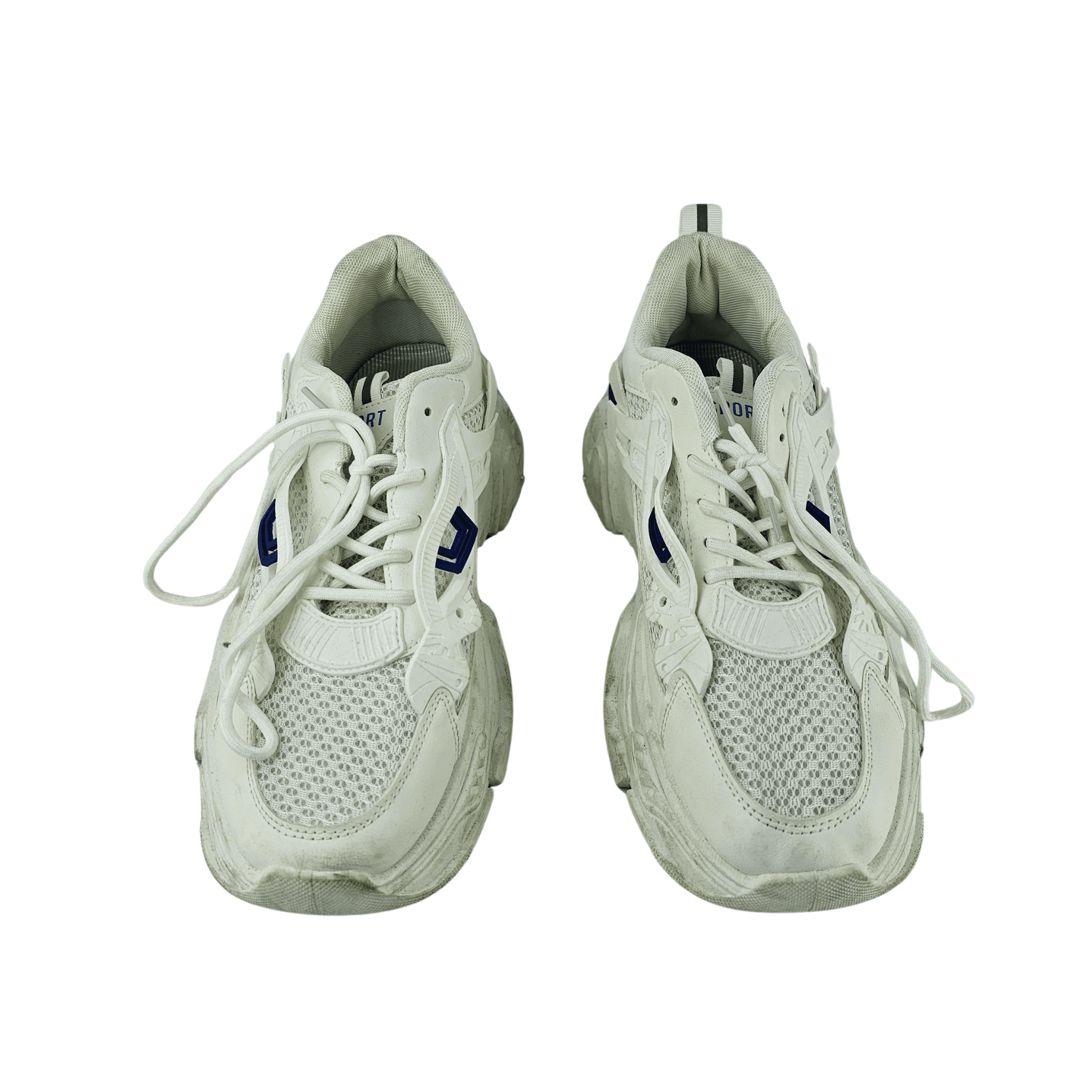 Atlete Meshkujsh Ngjyre te Bardha me Dizajn Blu S.Hand/Trainers