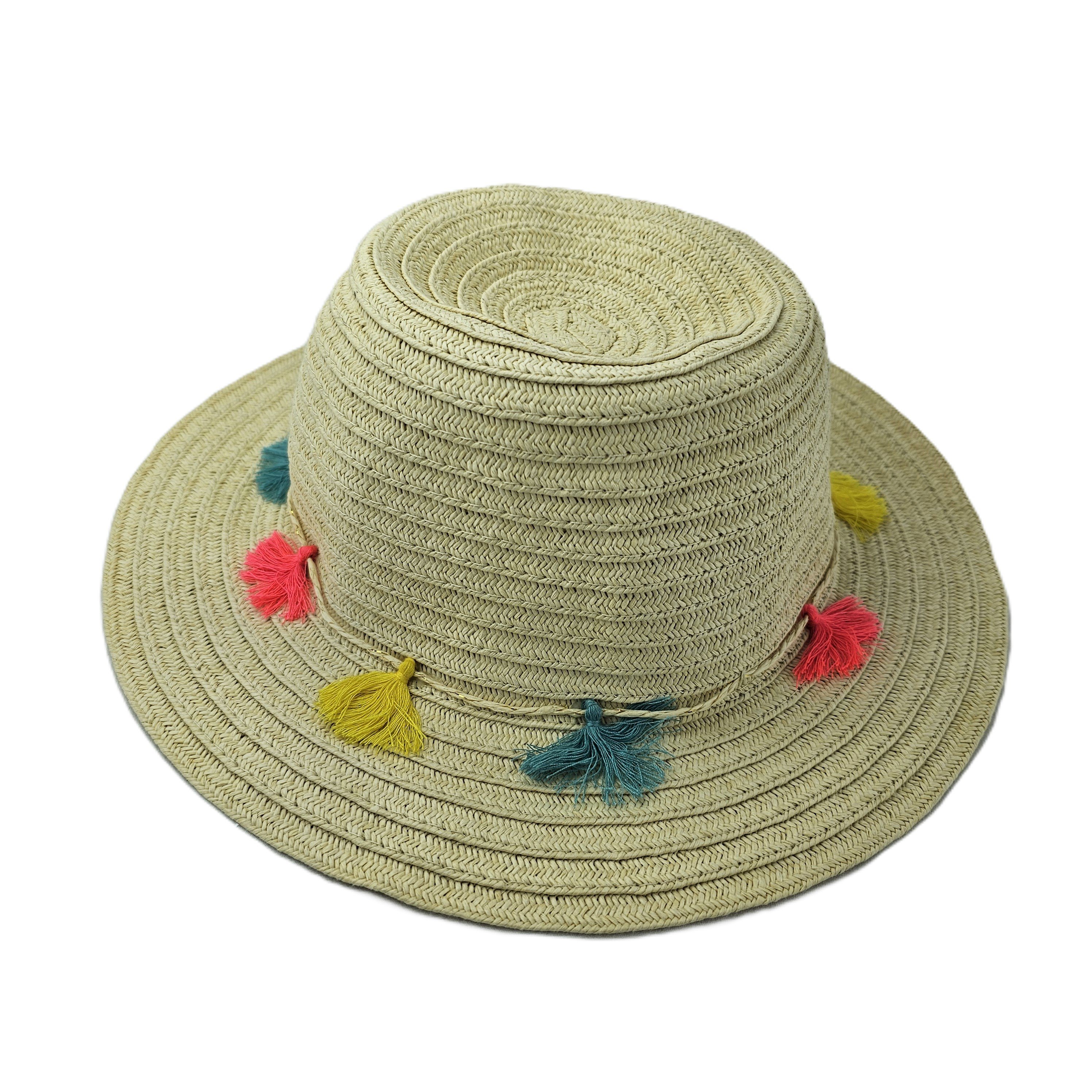 Kapele Plazhi Femijesh Kashte me Dizajn me Tufa me Ngjyra S.Hand/Beach Hat