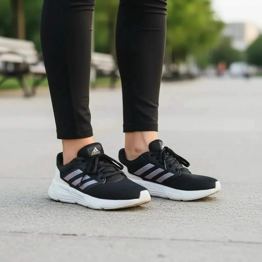 Atlete Femrash Adidas Ngjyre te Zeza me Dizajn te Bardhe dhe Lejla S.Hand Women's Shoes