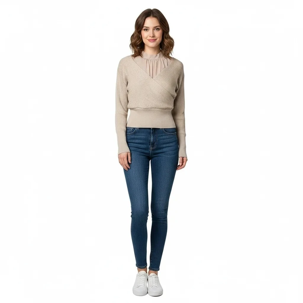 Pulover Femrash Ngjyre Bezhe S.Hand Women's Sweater