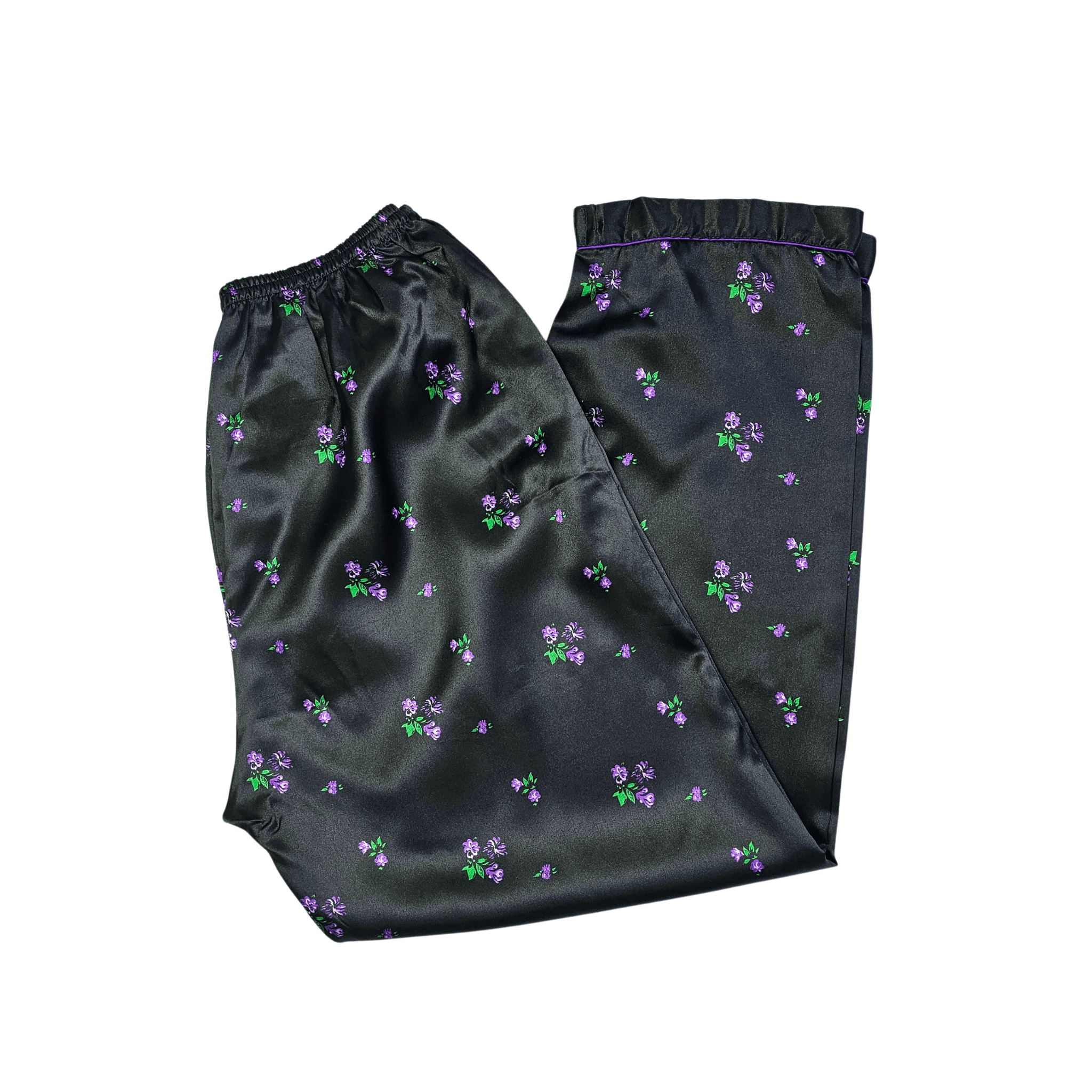 Veshje Gjumi Tuta Saten Ngjyre te Zeza me Lule Lejla s.Hand/Sleeping Clothes