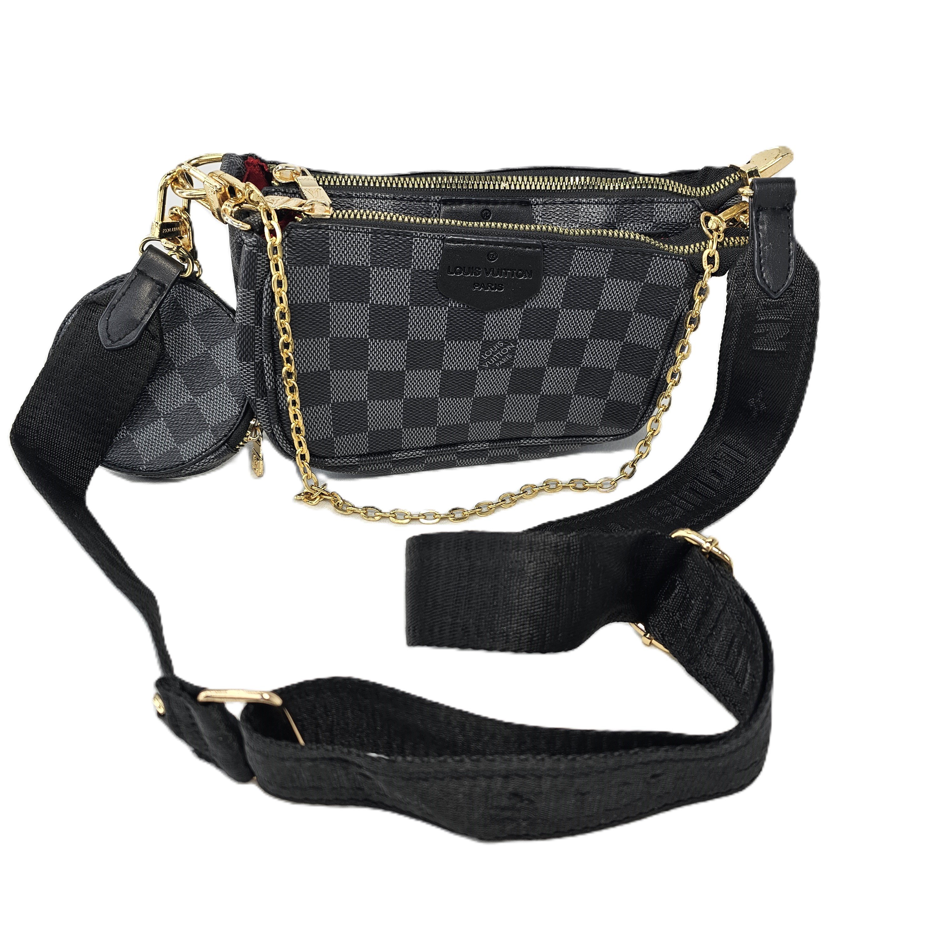 Cante Louis Vuitton Paris Ngjyre Gri e Erret me Katrore te Zinj S.Hand