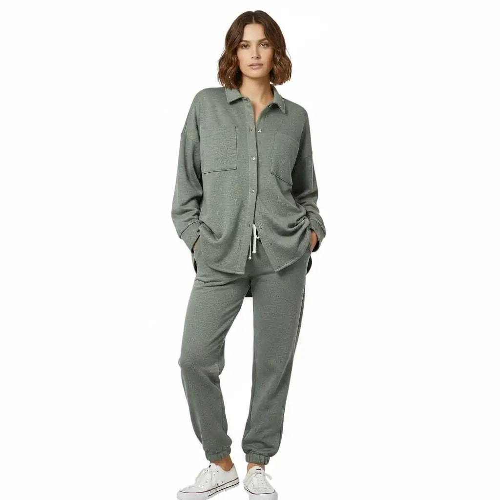 Kostum Sportiv Femrash Outlet Womens Sweatsuit Sets - Green