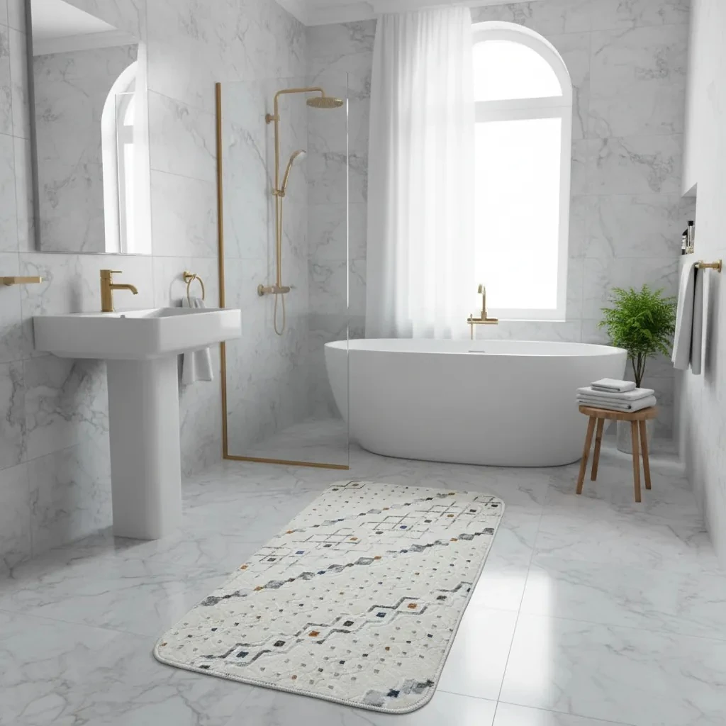 Rrugice 60x100cm Ngjyre Qumesht me Dizajn Abstrakt Shumengjyresh Outlet