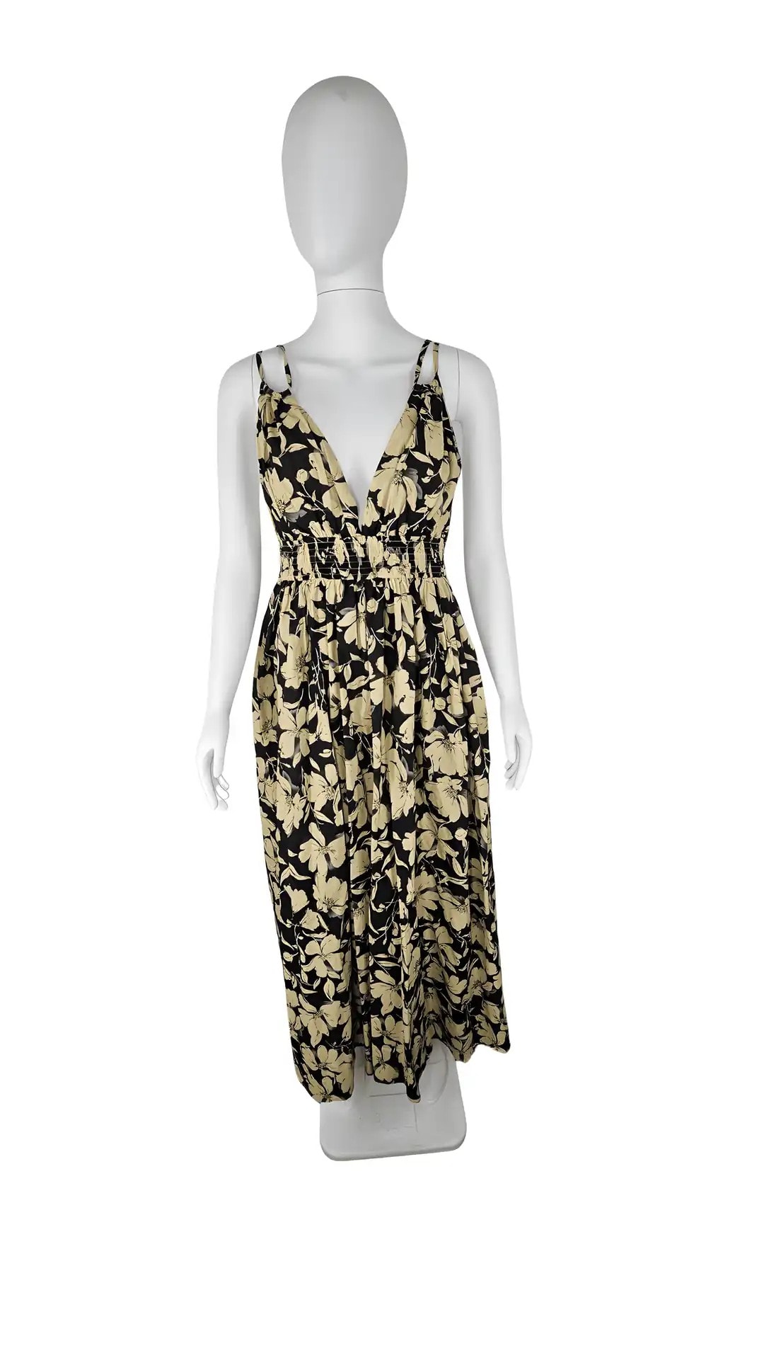 Fustan Femrash Ngjyre i Zi me Lule Bezhe S.Hand