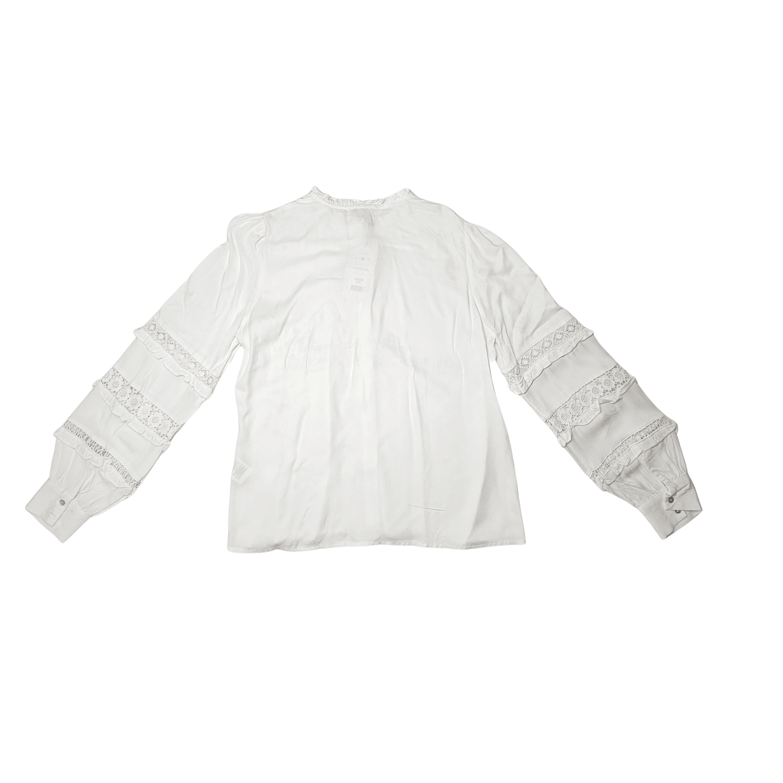 Kemishe Femrash Ngjyre e Bardhe me Detaje Dantelle tek Krahet Outlet Womens Shirt