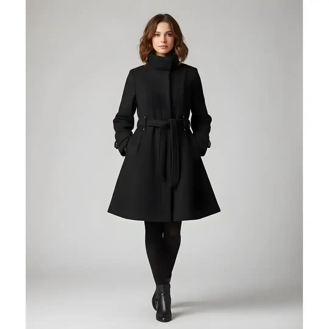 Pallto Femrash Ngjyre e Zeze Outlet Womens Coat