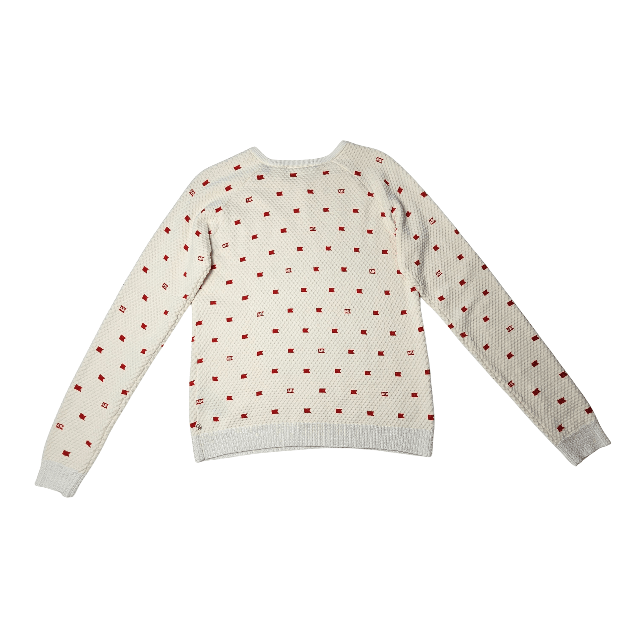 Pulover Femrash Ngjyre e Bardhe me Dizajn te Kuq S.Hand Woman Sweater