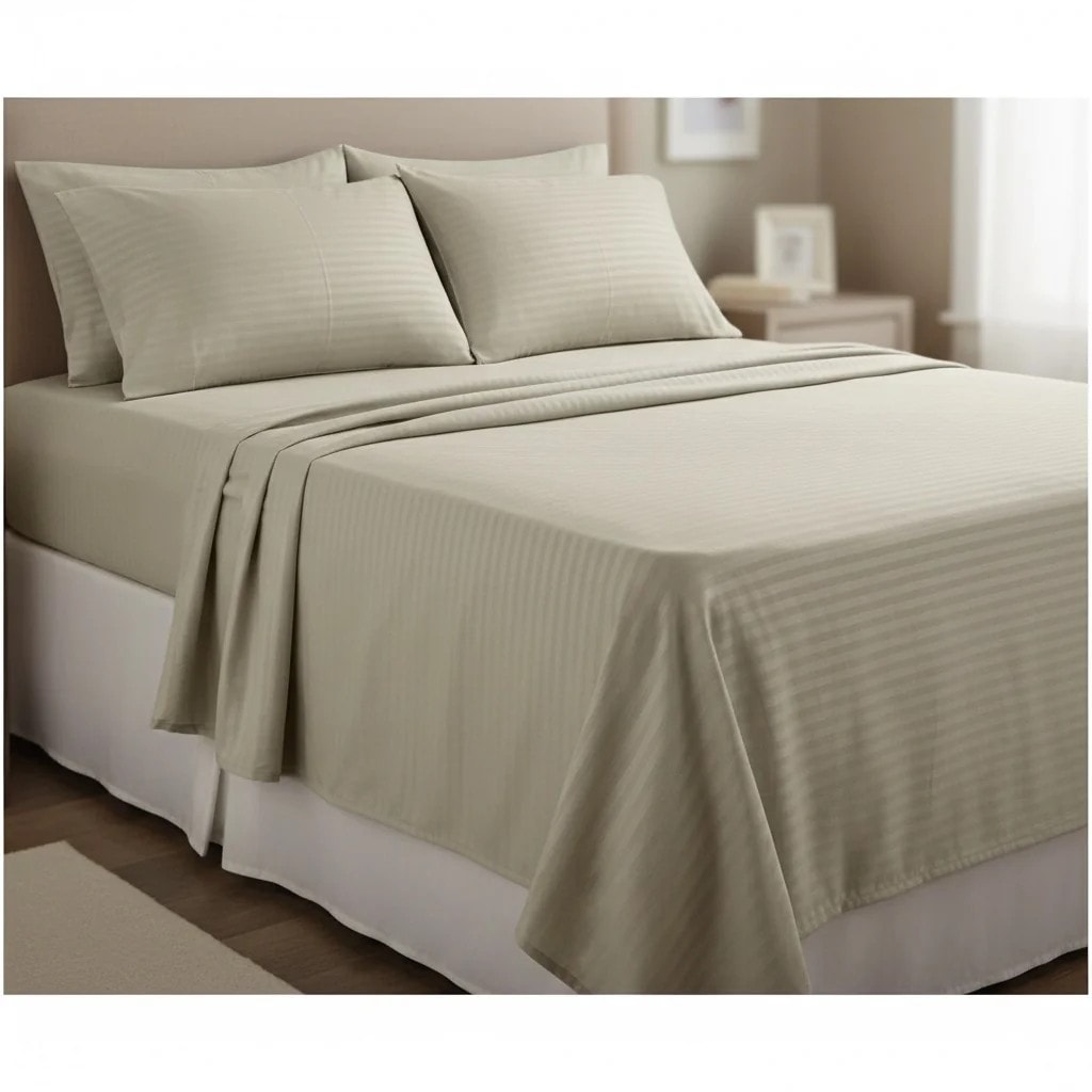 Set Caracafi Ngjyre Bezhe e Hapur me Vija Dopio 160x200cm Outlet Bed Sheet Set