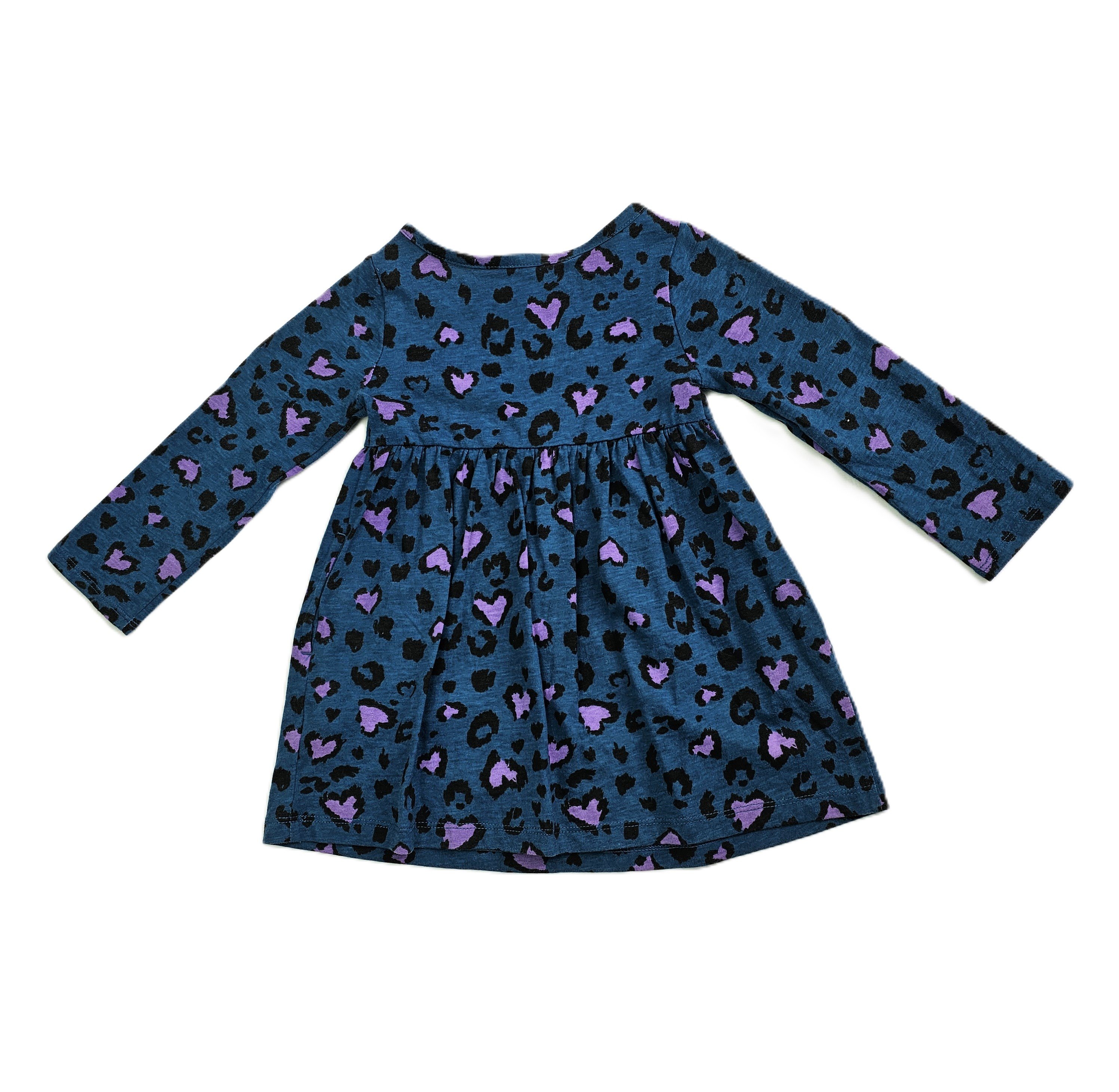 Fustan Femijesh Ngjyre Blu e Erret me Dizajn Lejla dhe te Zi S.Hand/Dress