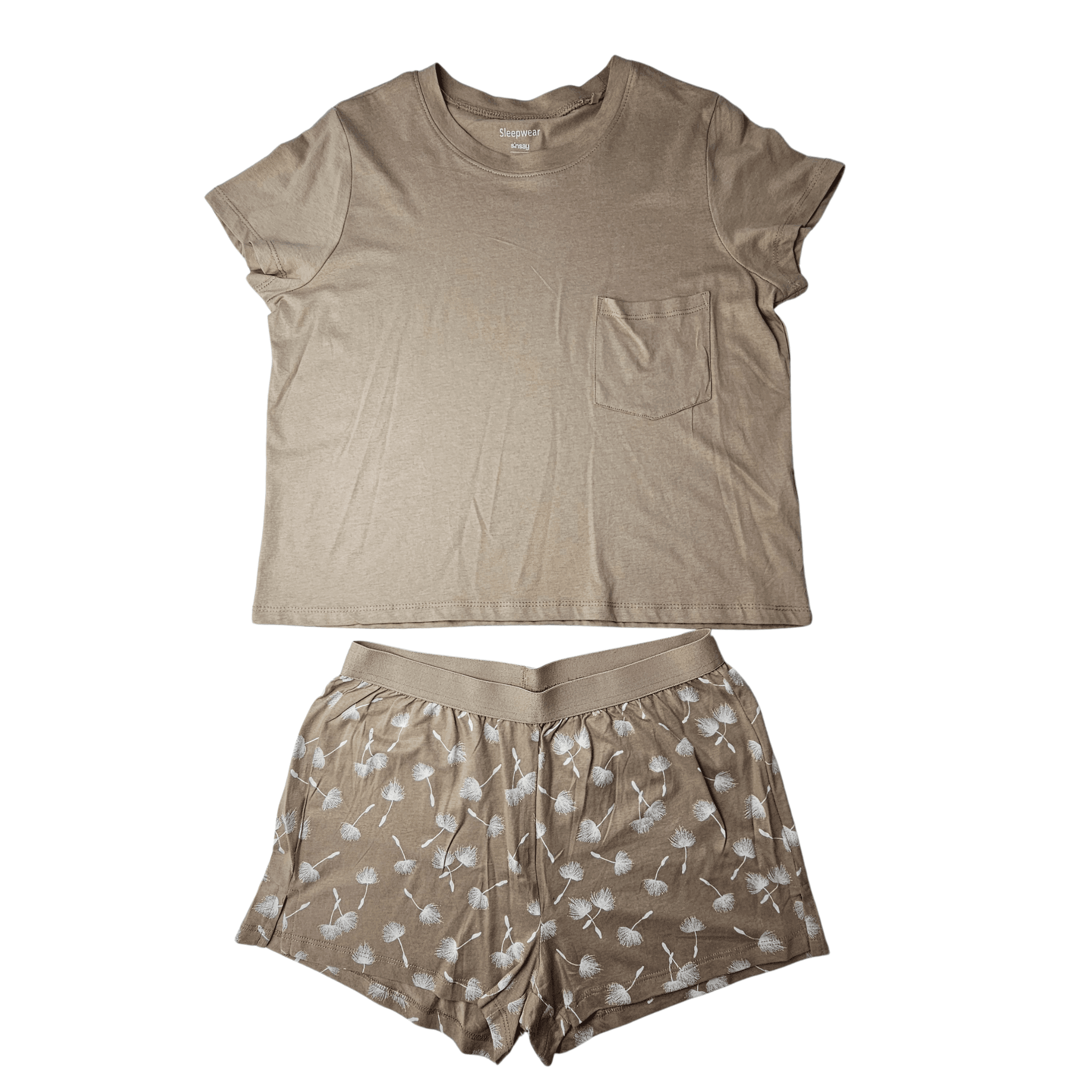 Set Gjumi Sinsay Ngjyre Bezhe me Dizajn te Bardhe Outlet/Sleepwear