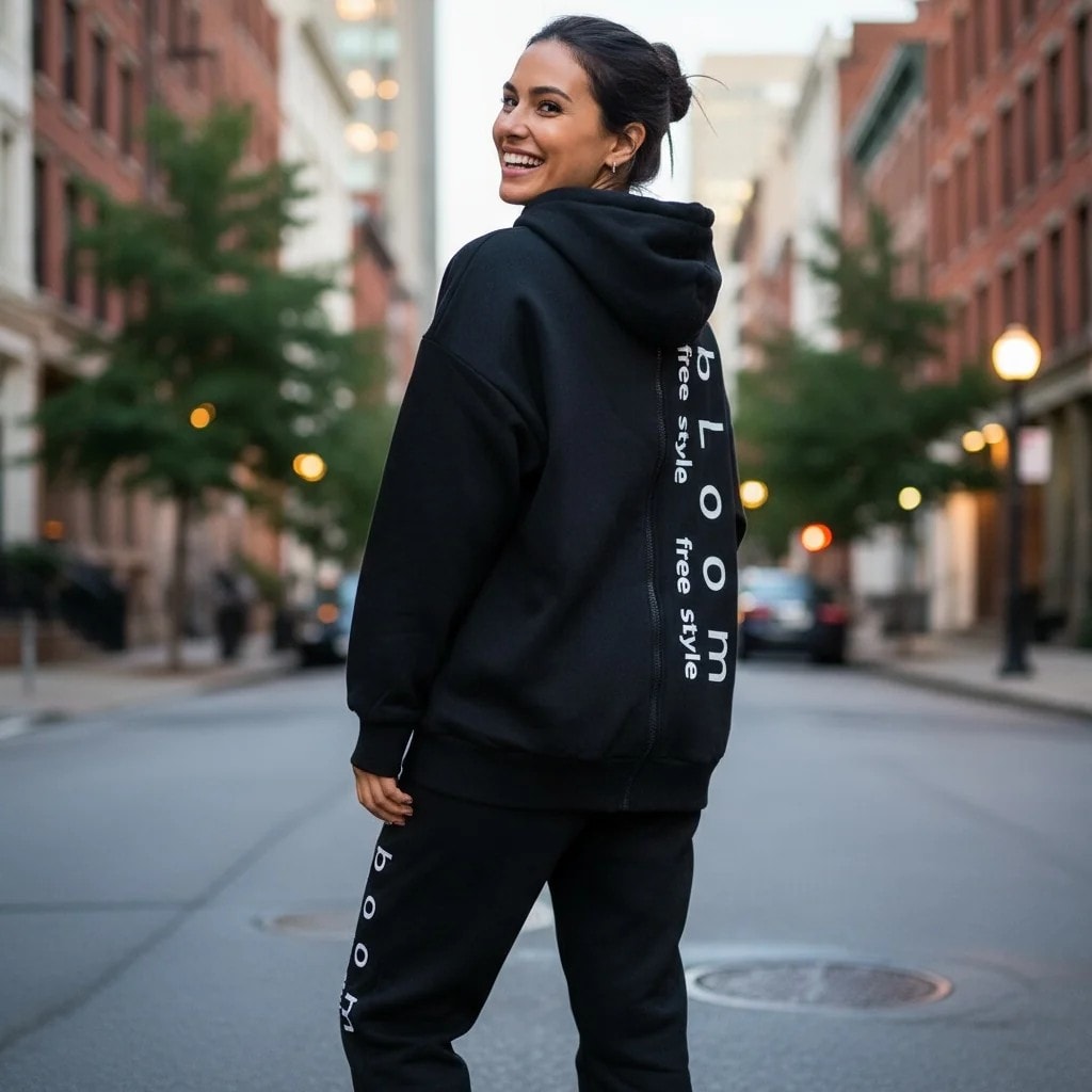 Kostum Sportiv Femrash Ngjyre i Zi Outlet Women's Sweatsuit Set 