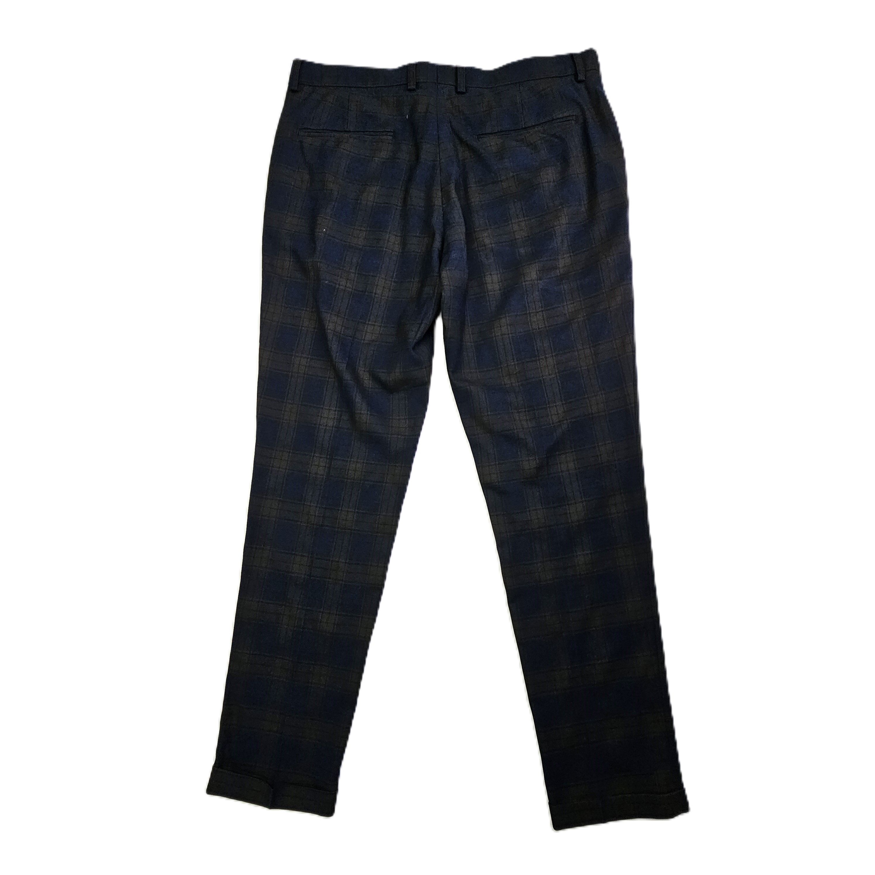 Pantallona Klasike Meshkujsh Ngjyre Blu te Erreta me Kuadrate Kafe S.Hand/ Dark Blue Classic Pants