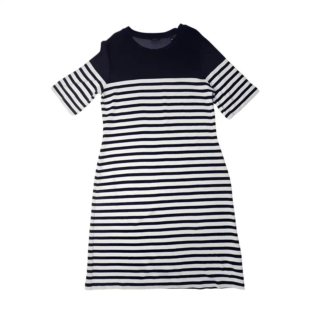 Fustan Femrash Gant Ngjyre Blu i Erret me Vija te Bardha S.Hand Women Dress