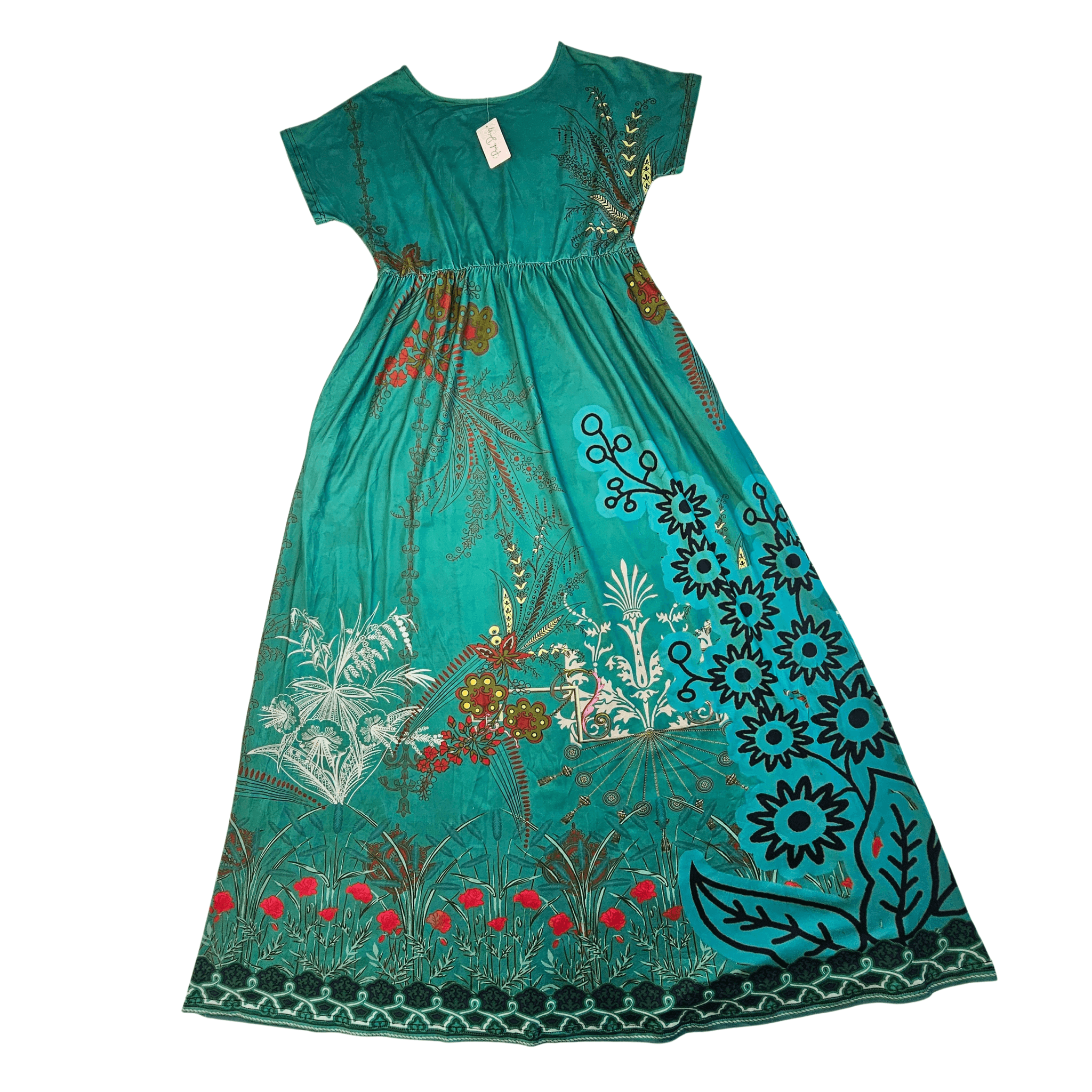 Fustan Femrash Ngjyre jeshil me Dizajn Abstrakt Outlet/Dress