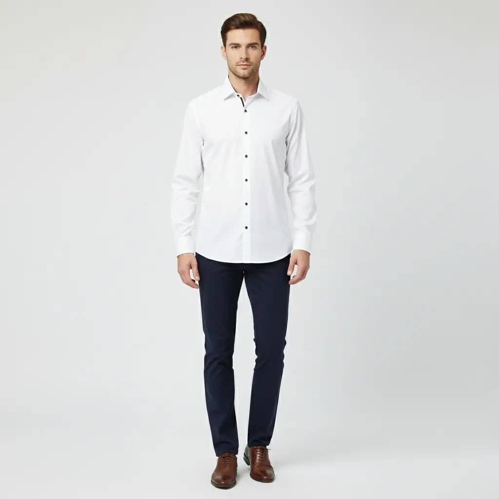 Kemishe Meshkujsh Ngjyre e Bardhe Outlet Men's Shirt