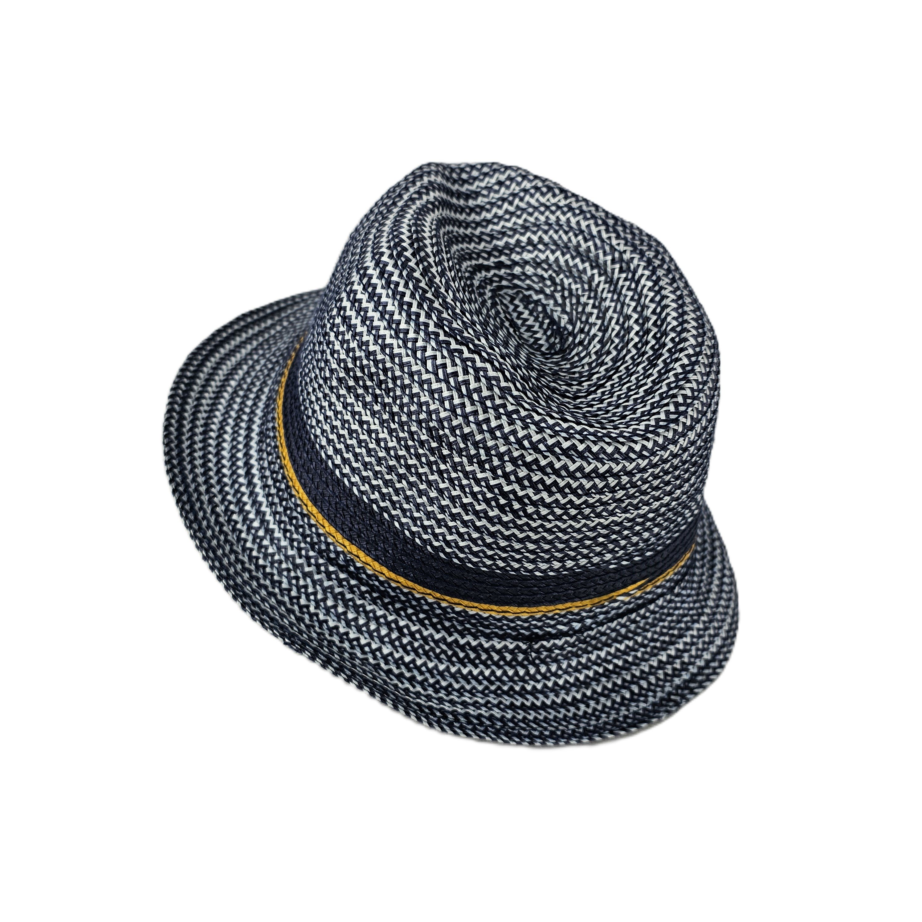 Kapele Plazhi Femijesh Kashte Ngjyre Blu e Erret me Dizajn te Verdhe S.Hand/Beach Hat