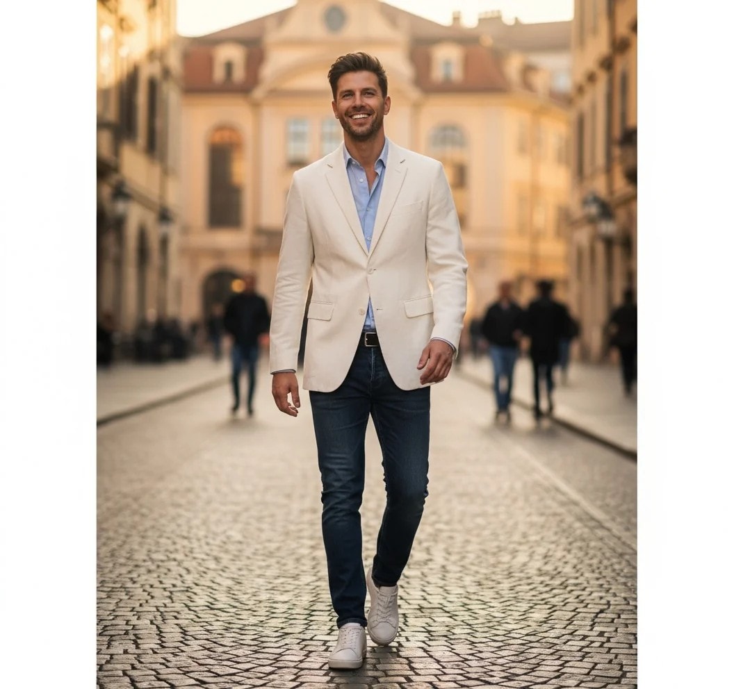 Xhakete Klasike Meshkujsh Zara Ngjyre e Bardhe S.Hand