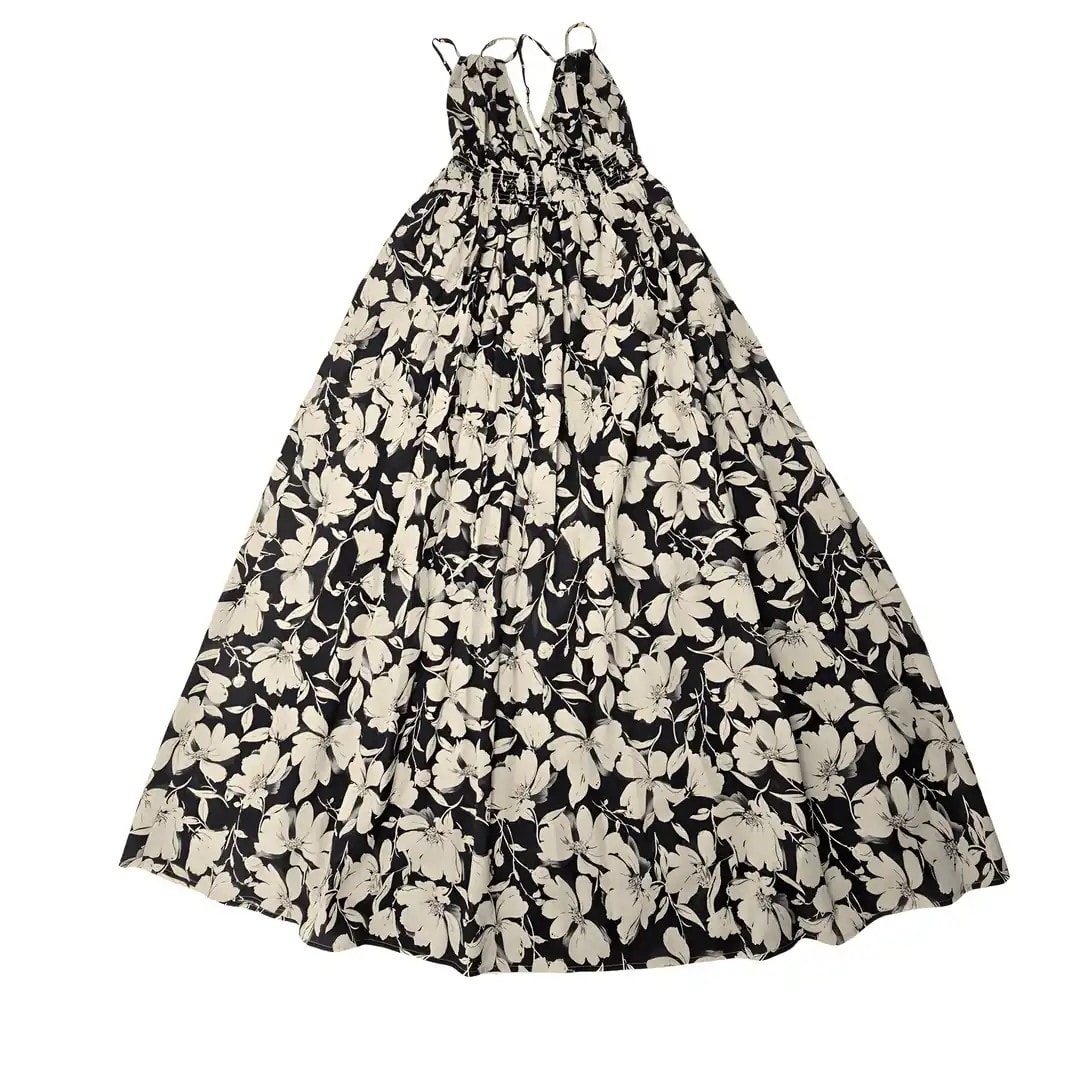 Fustan Femrash Ngjyre i Zi me Lule Bezhe S.Hand